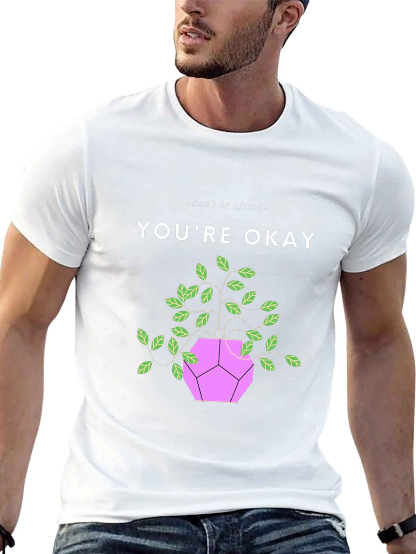 Black You're Okay Plant Graphic Tee - Comfort & Style view 13