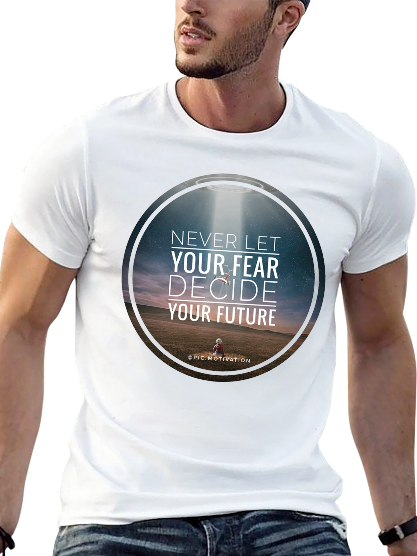 Black Motivational Graphic T-Shirt: Never Let Fear Decide view 13