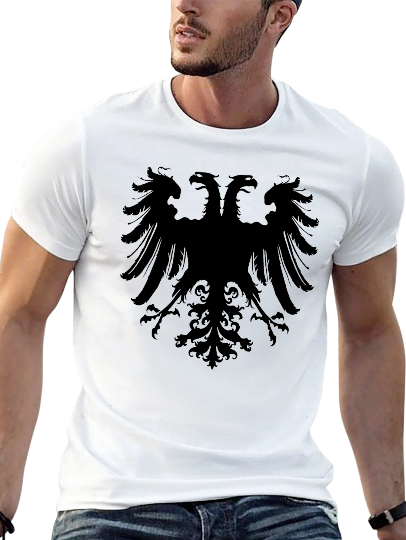 Black Double-Headed Eagle Graphic Tee - Black view 13
