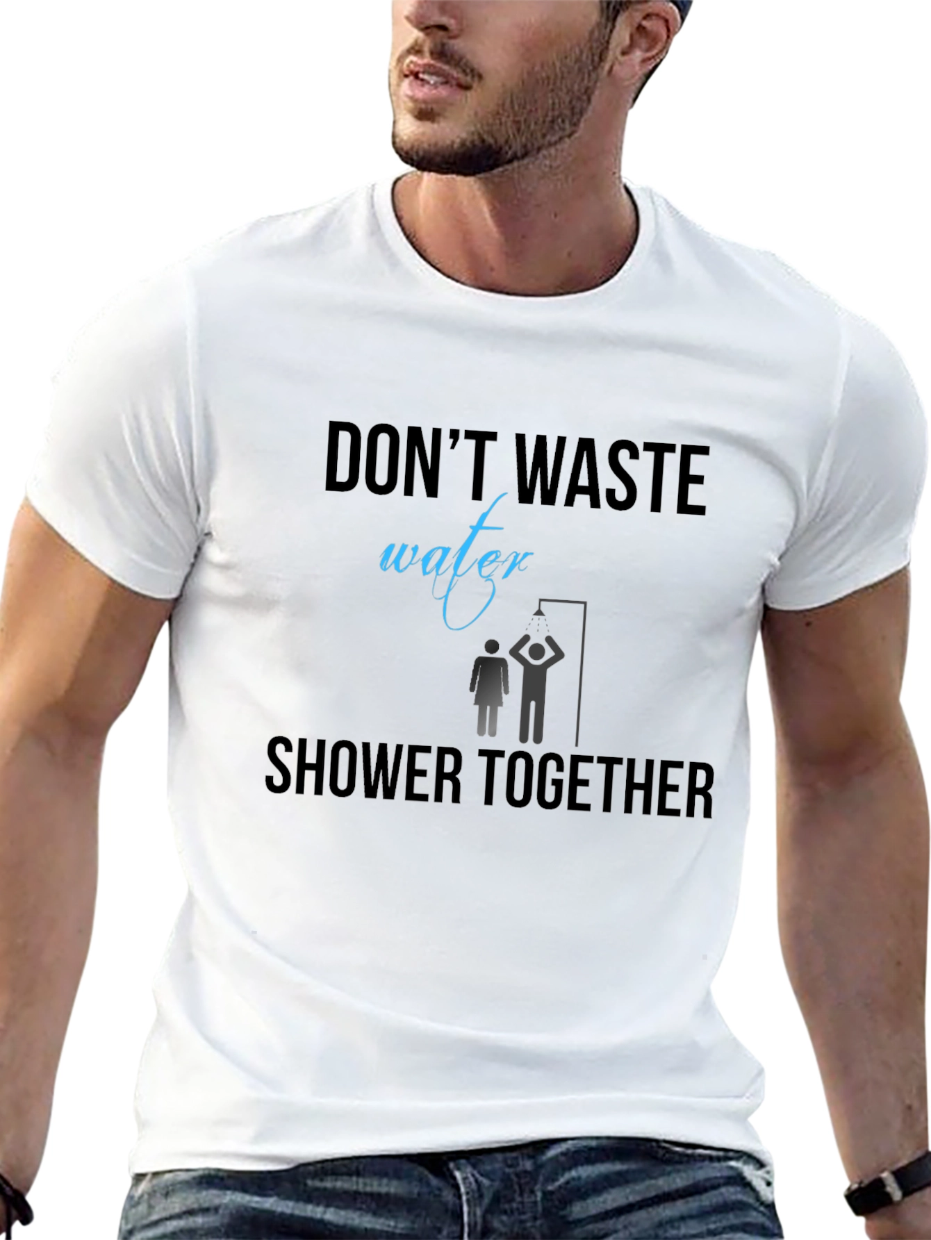 Black Humorous "Shower Together" Graphic Tee view 13