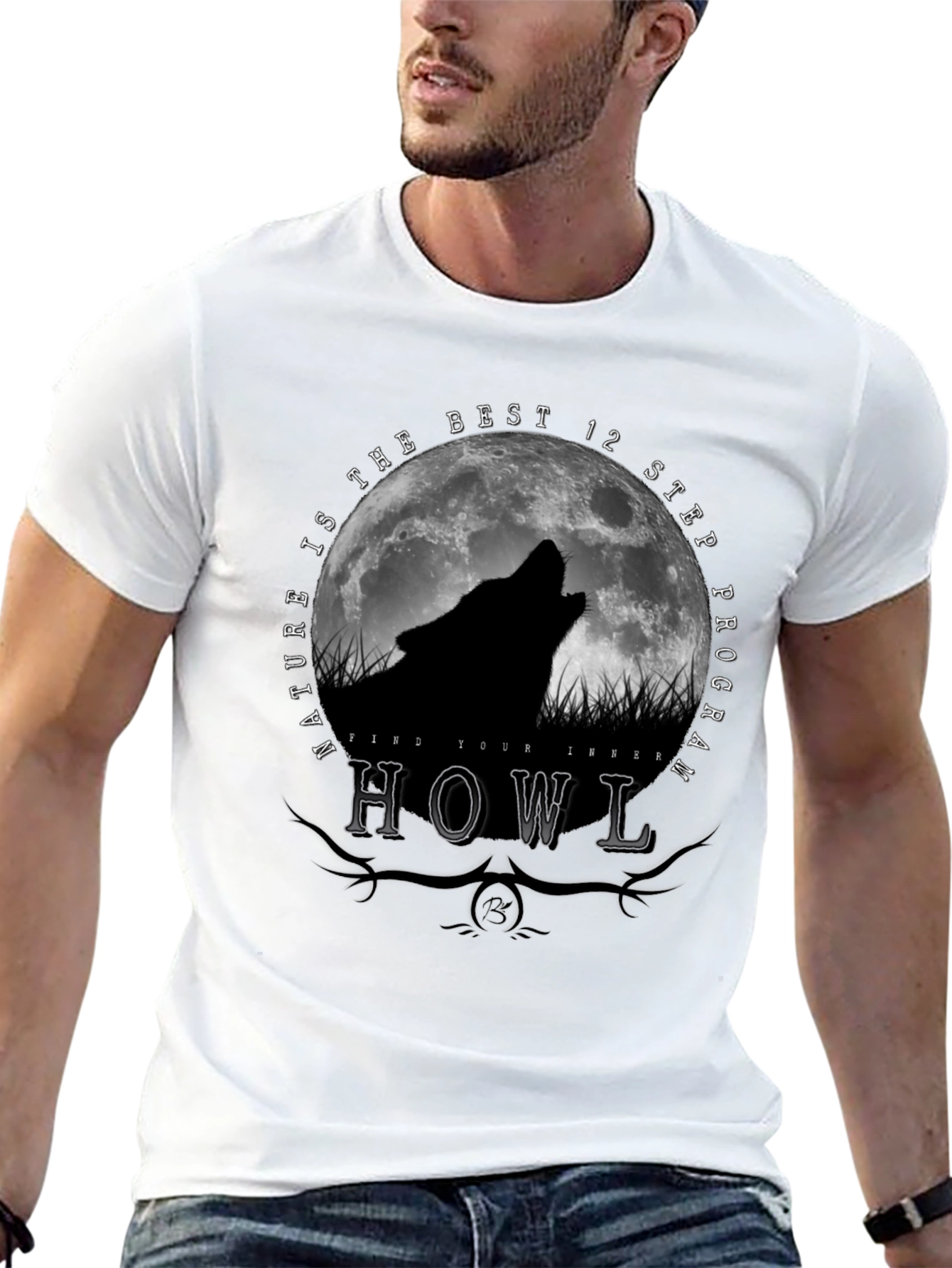 Black Nature Howl Wolf T-Shirt view 13