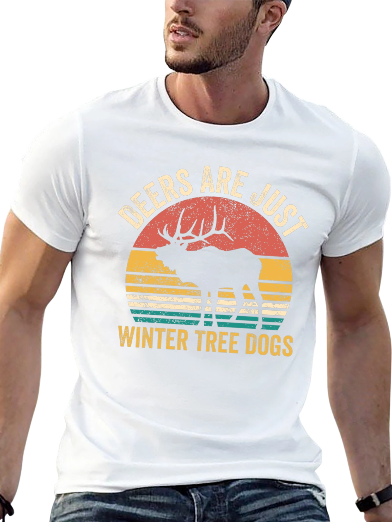 Black Deers Are Just Winter Tree Dogs Graphic T-Shirt view 13