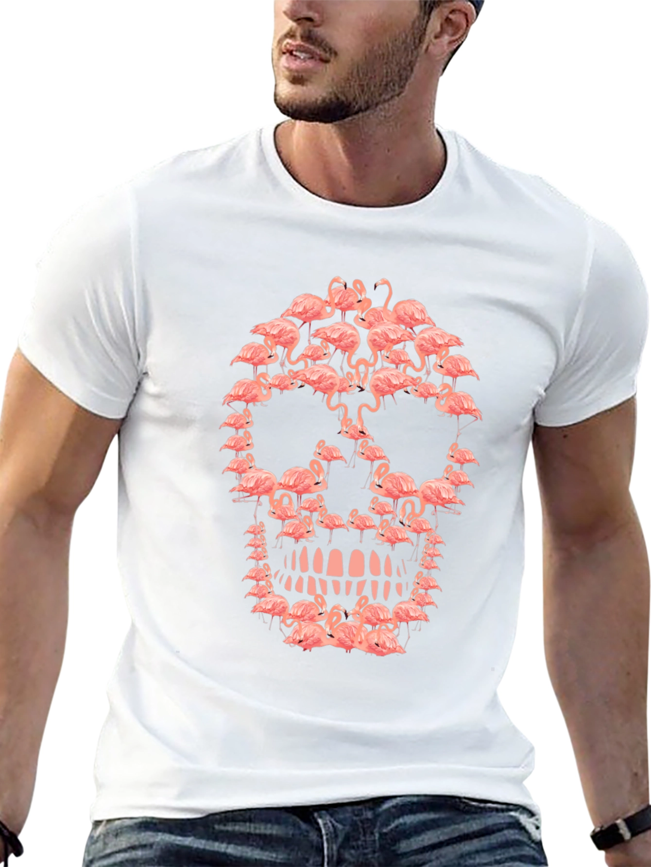 Black Flamingo Skull Graphic Tee - Unique Design view 13