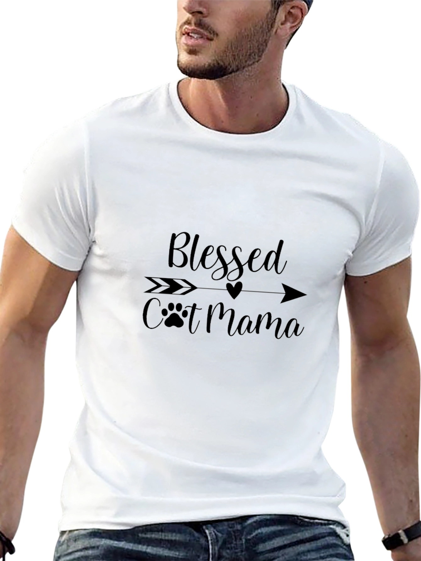 Black Blessed Cat Mama Black Graphic Tee view 13