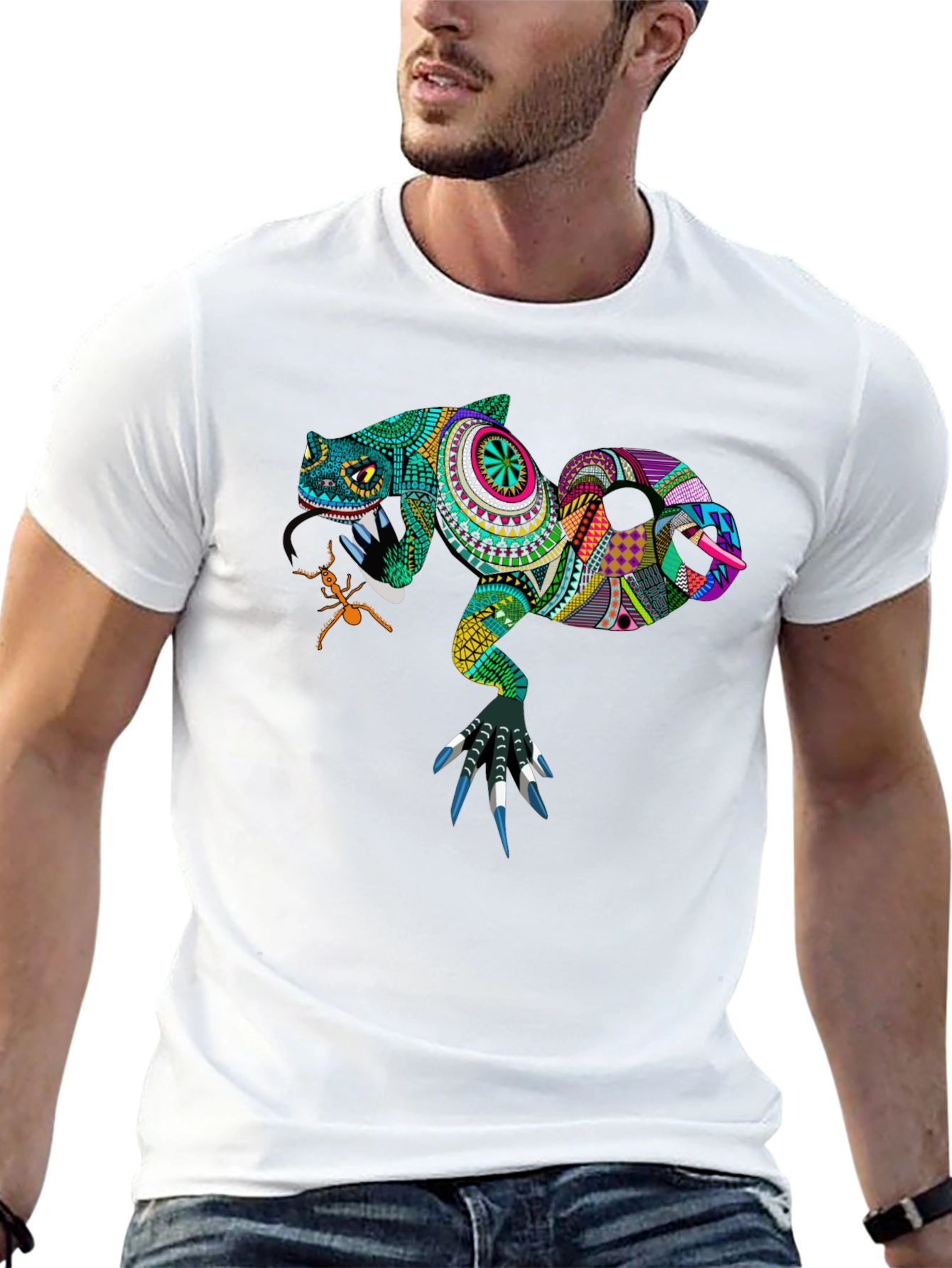Black Lizard Graphic Tee - Unique Patterned Reptile Design view 13