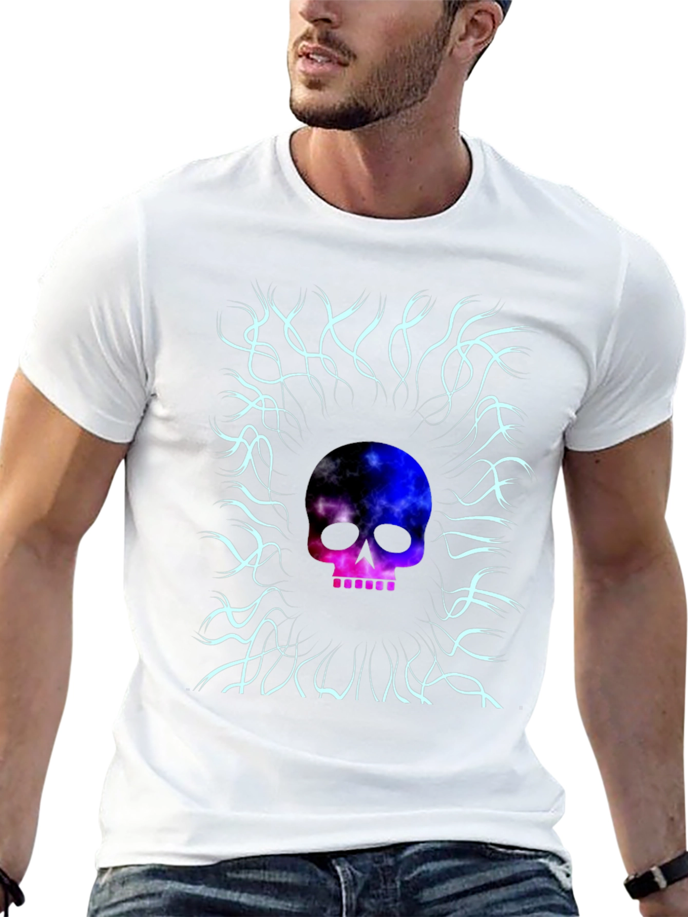 Black Cosmic Skull Graphic Tee - Unique Design view 13