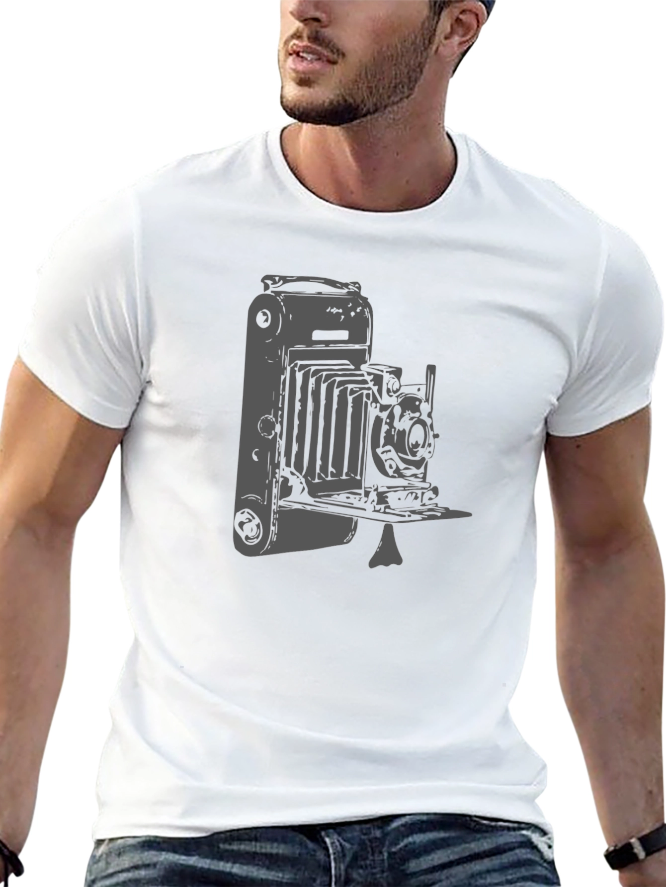 Black Vintage Camera Graphic Tee - Classic Style! view 13