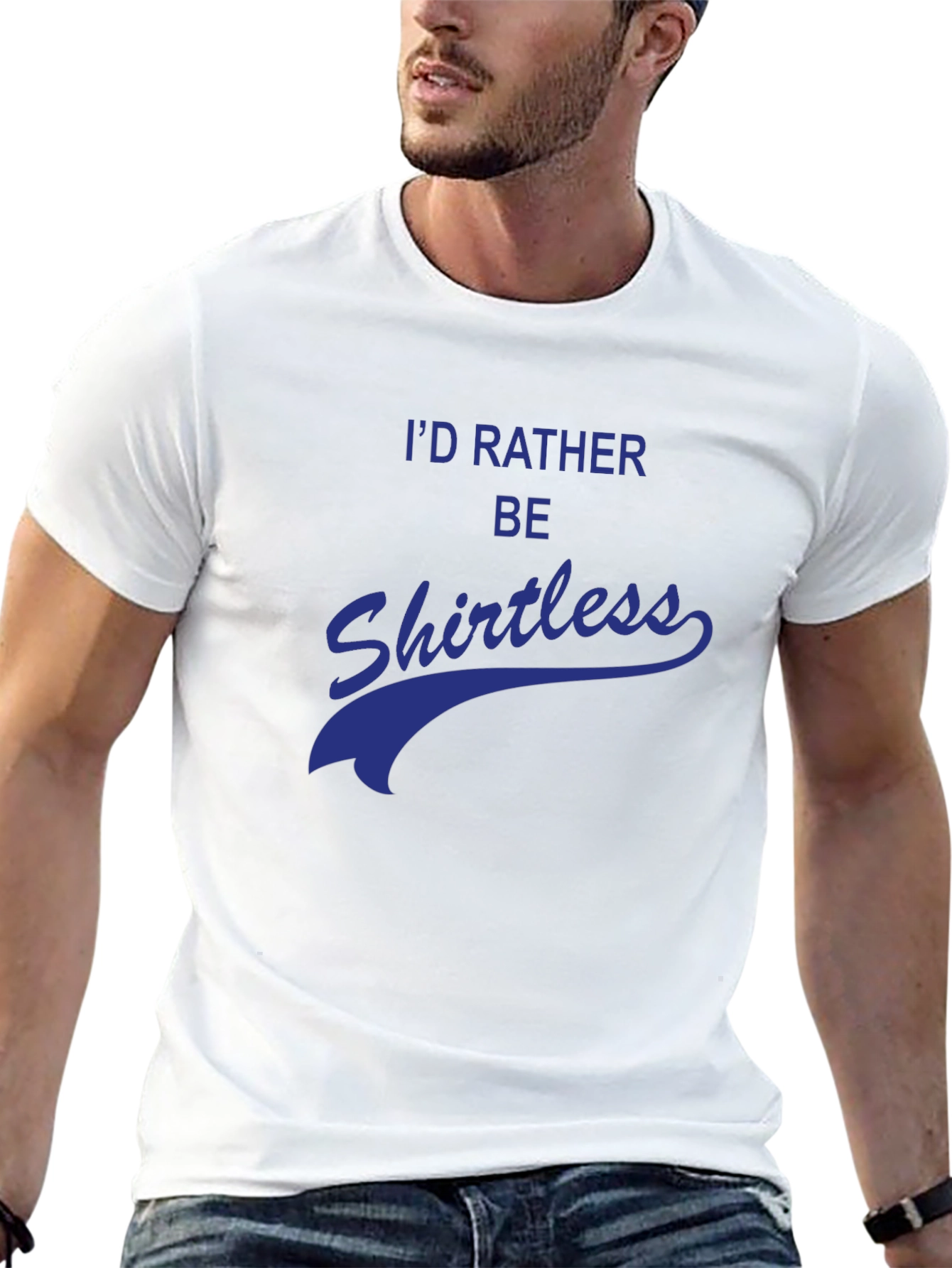 Black I'd Rather Be Shirtless Graphic Tee view 13