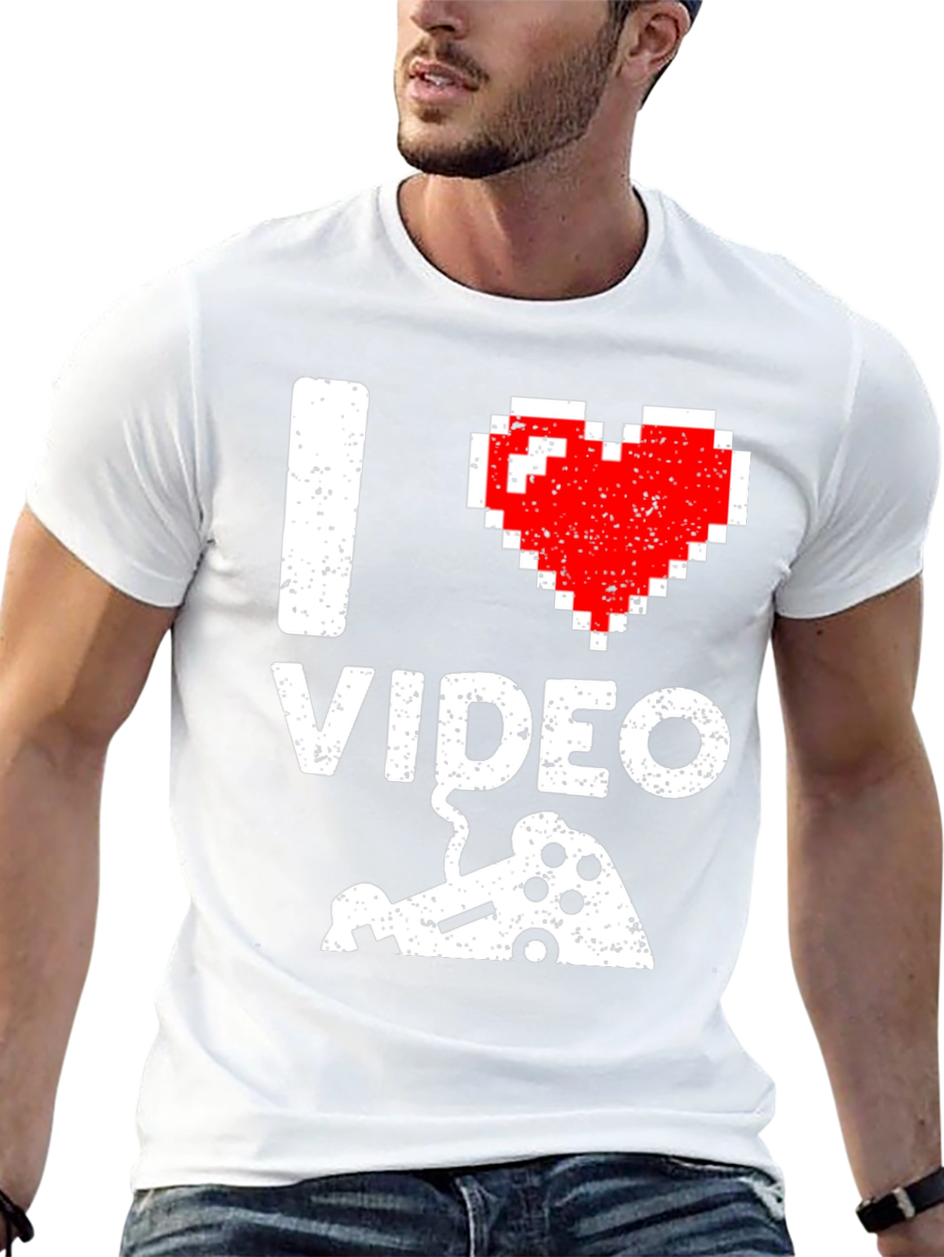 Black I Love Video Games Pixel Art Gamer T-Shirt view 13