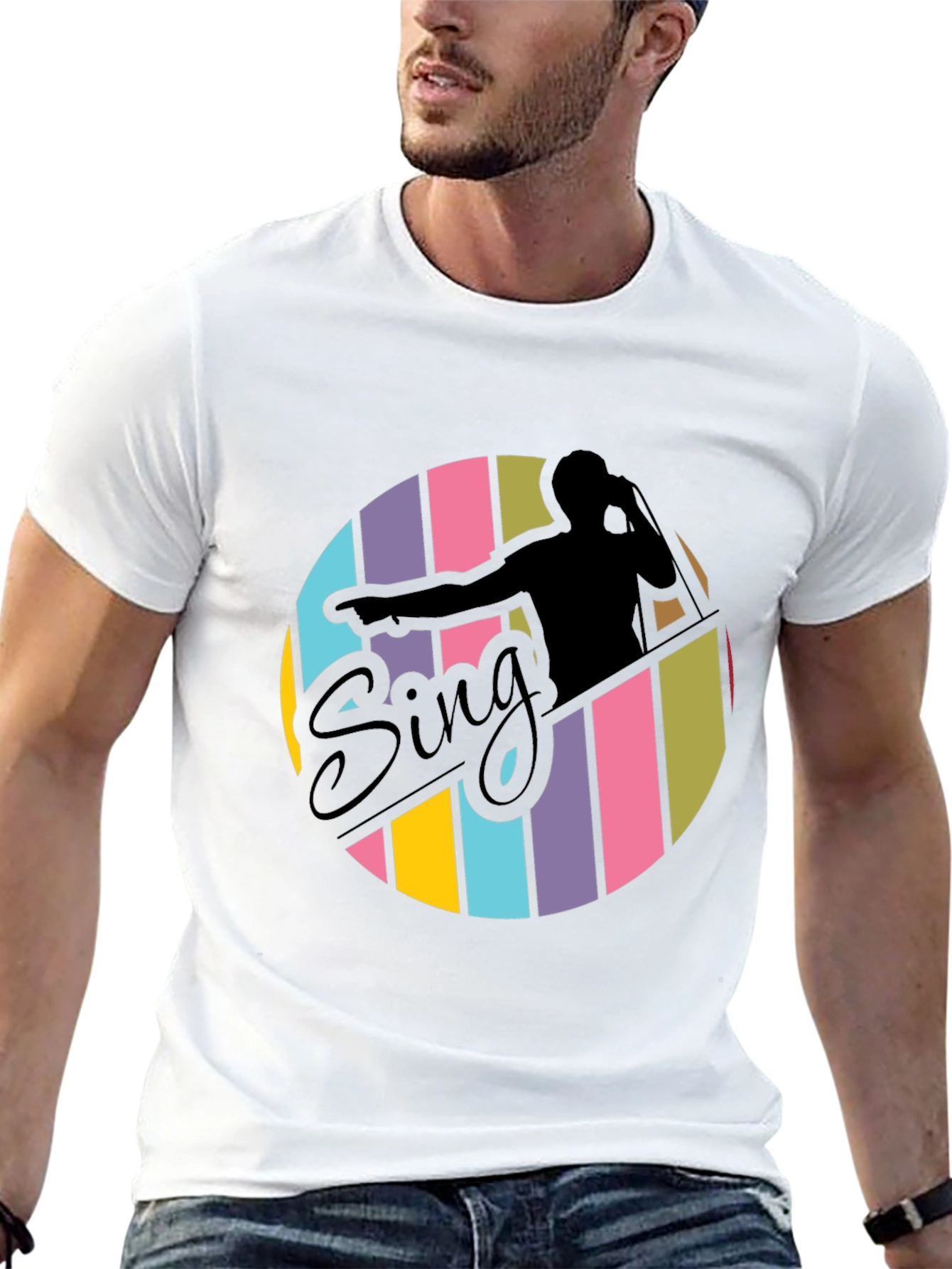 Black Retro Sing T-Shirt - Stylish Vocalist Tee view 13