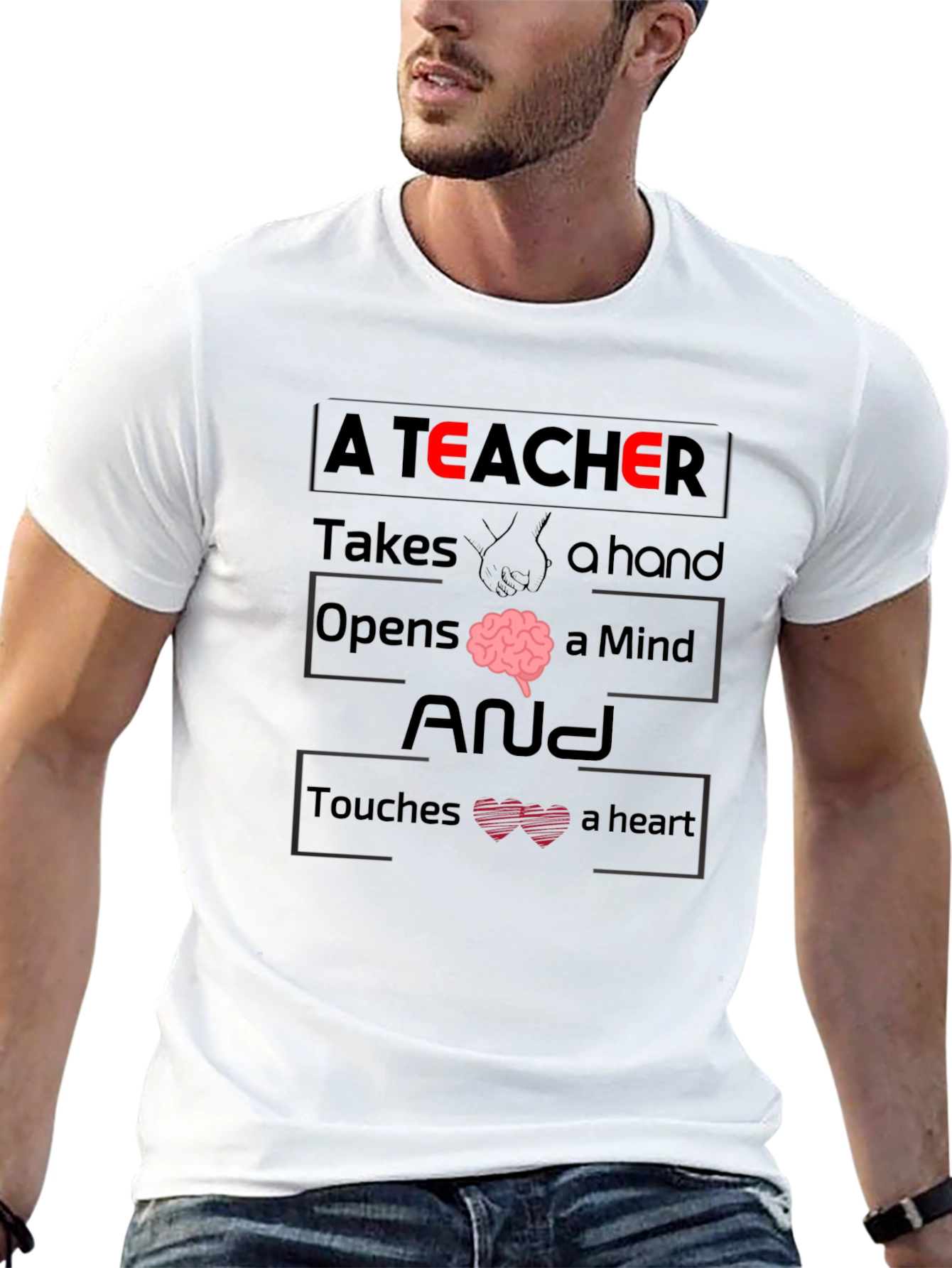 Black A Teacher Graphic Print T-Shirt view 13