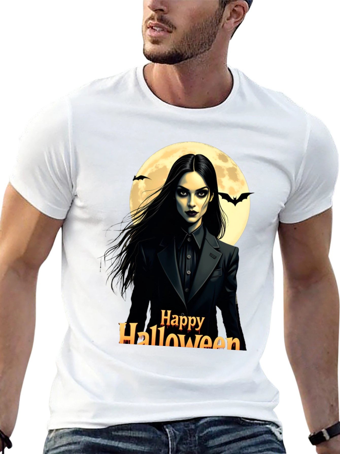 Black Happy Halloween Wednesday T-Shirt view 13
