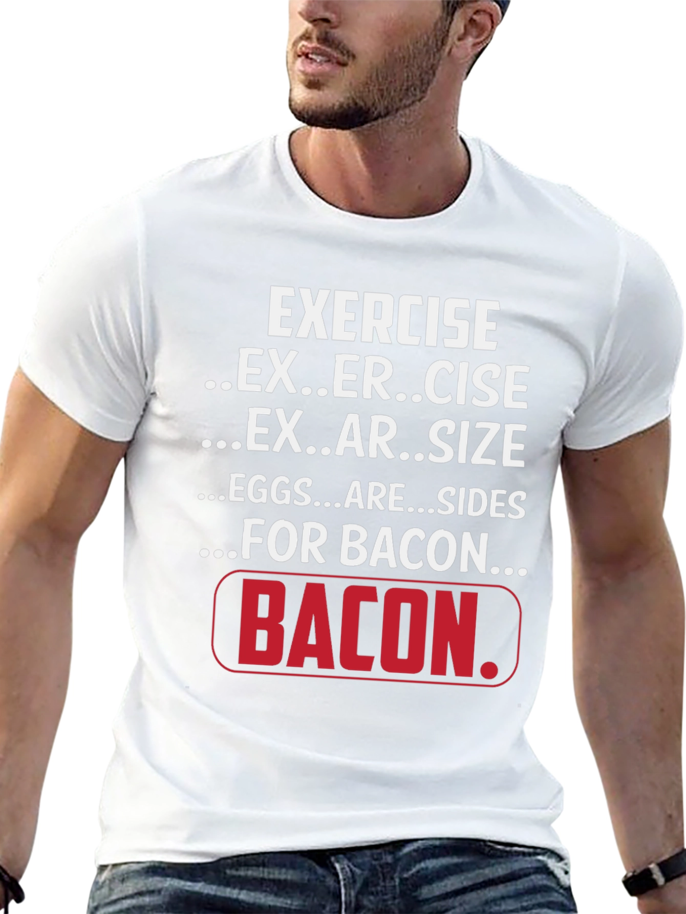 Black Exercise for Bacon Black Graphic T-Shirt view 13