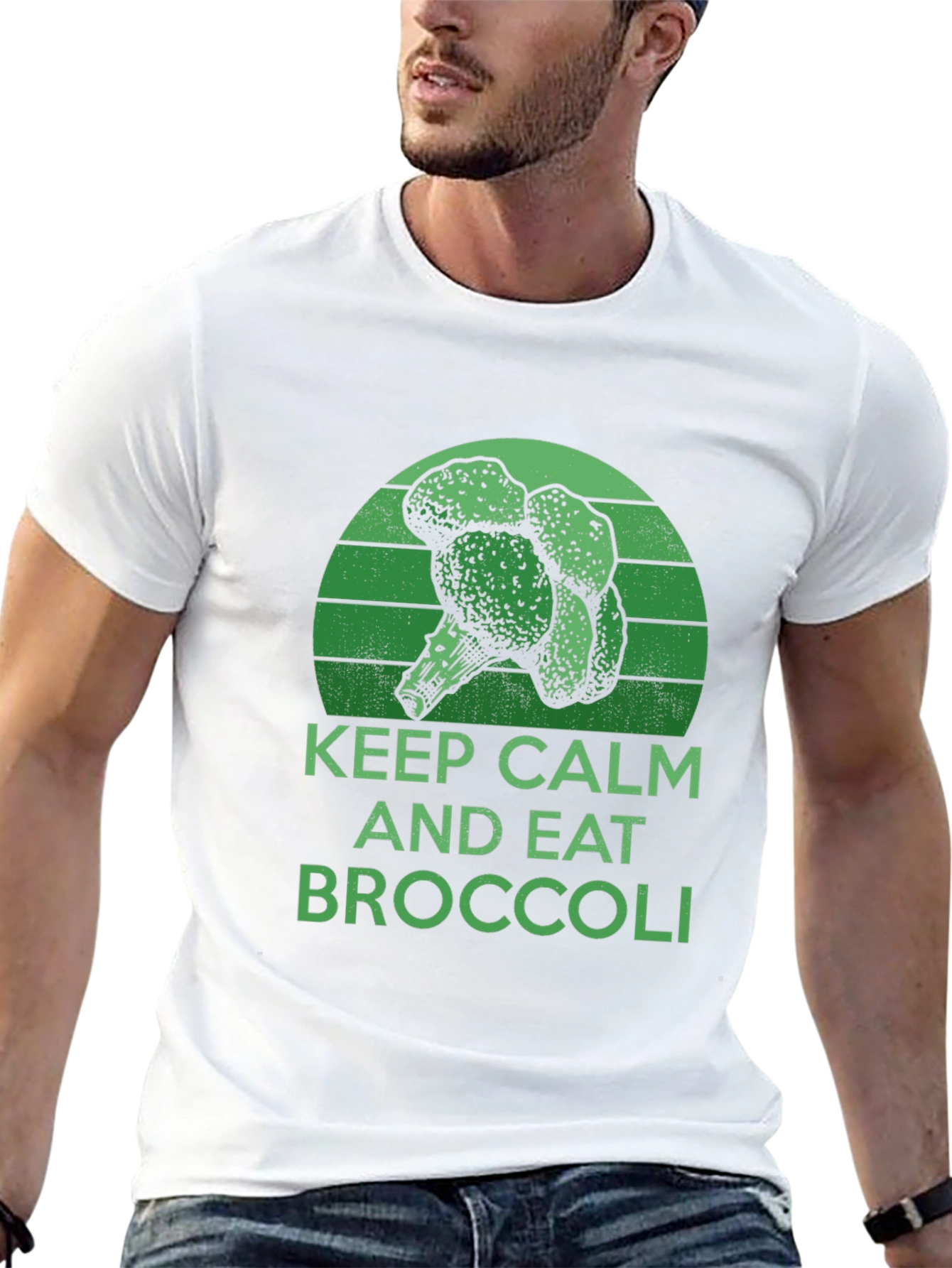 Black Keep Calm and Eat Broccoli T-Shirt view 13