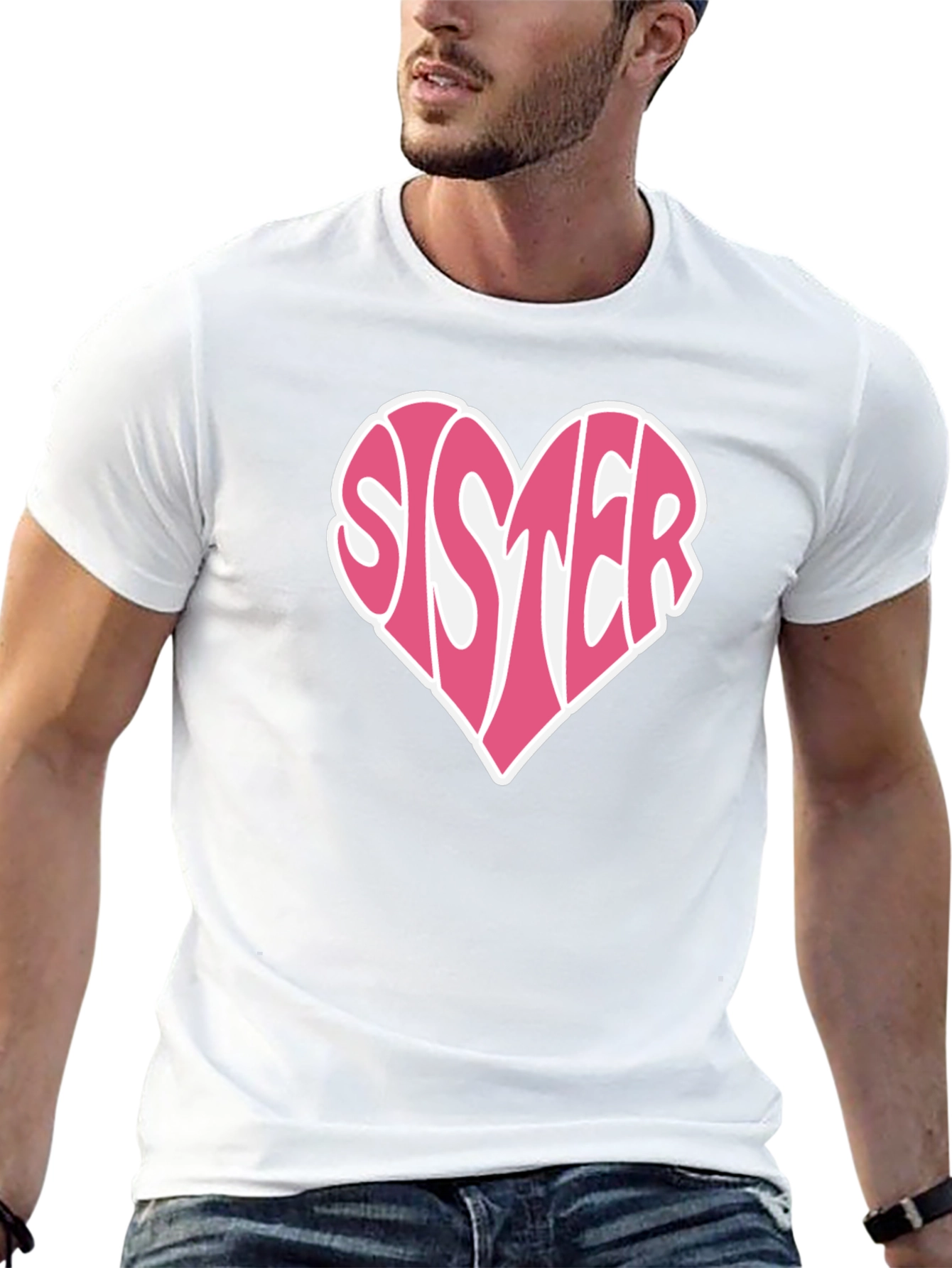 Black Sister Heart Graphic Tee - Soft Cotton Black T-Shirt view 13