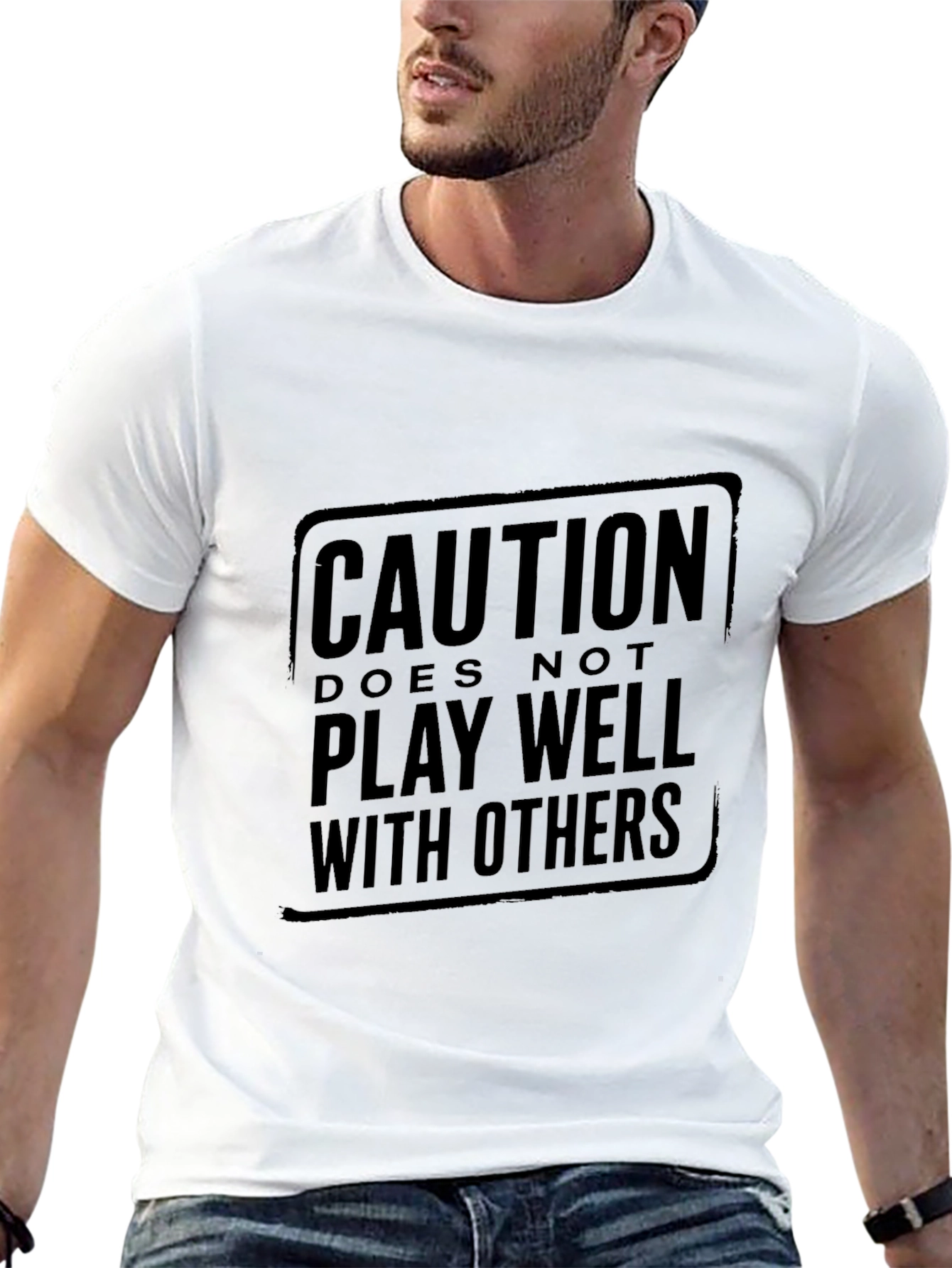 Black Caution: Does Not Play Well With Others Black T-Shirt view 13