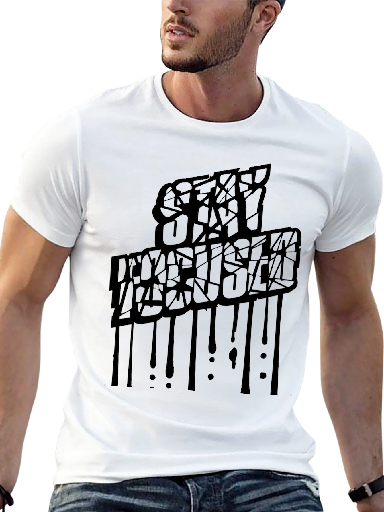 Black Stay Focused Black Graphic Tee - Stylish & Unique view 13