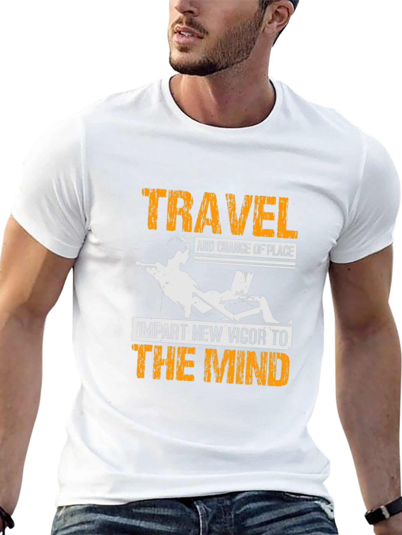 Black Travel Vigor Mind Graphic Tee - Black Cotton T-Shirt view 13