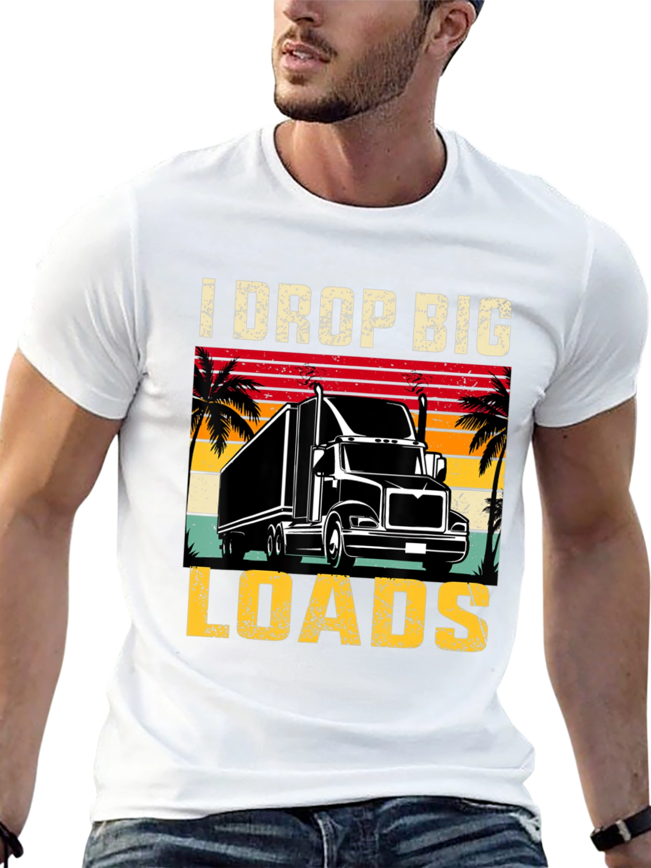 Black I Drop Big Loads Trucker T-Shirt view 13