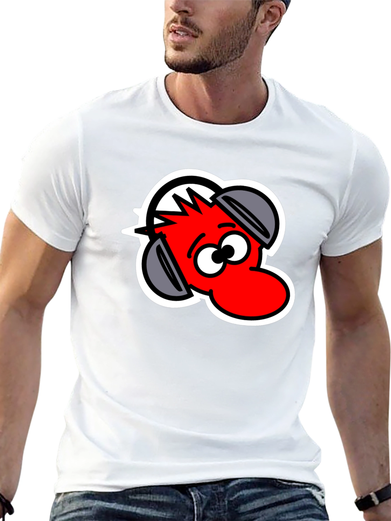 Black Cartoon Headphone T-Shirt - Black view 13