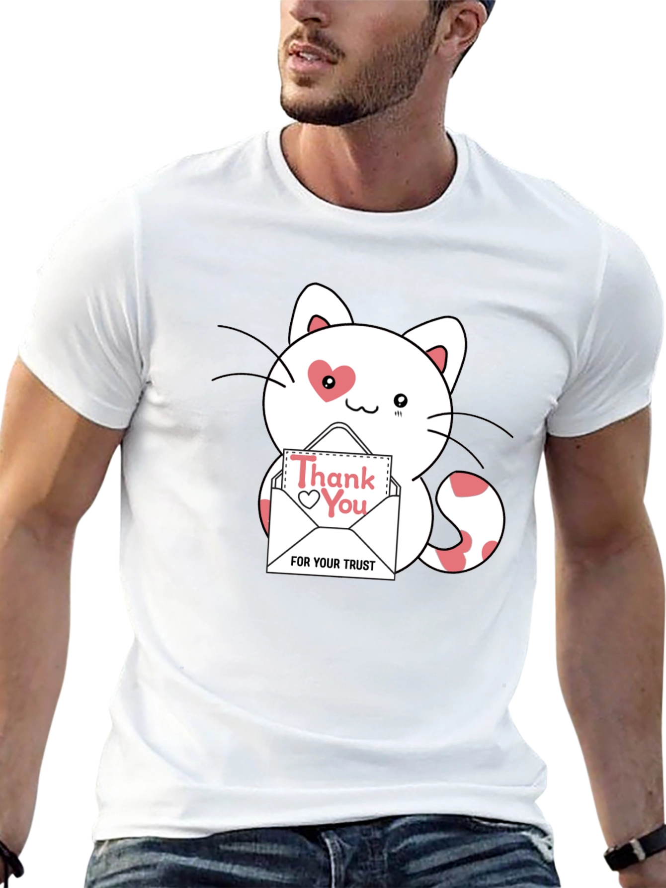 Black Cute Thank You Cat T-Shirt view 13