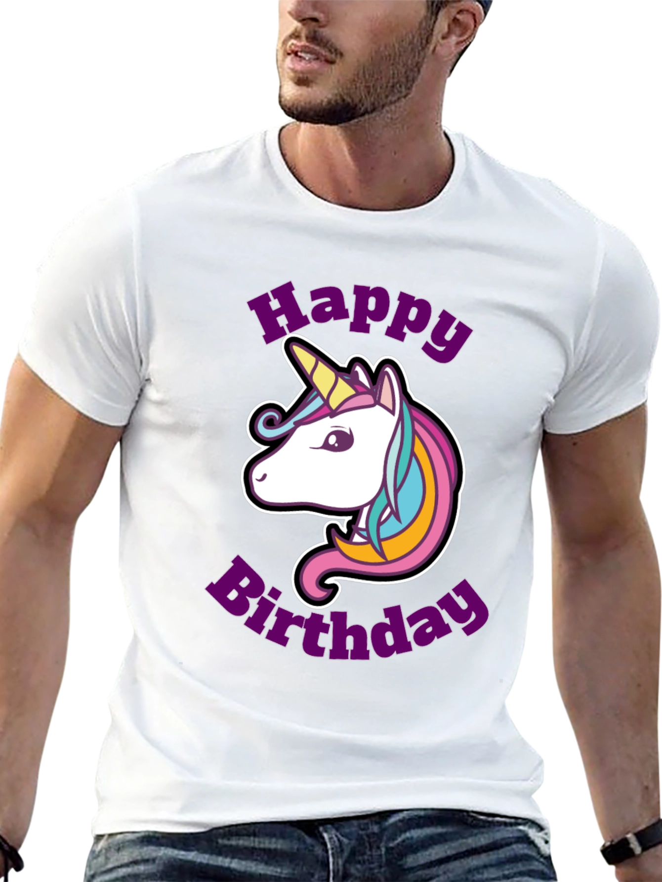 Black Unicorn Happy Birthday Graphic T-Shirt view 13