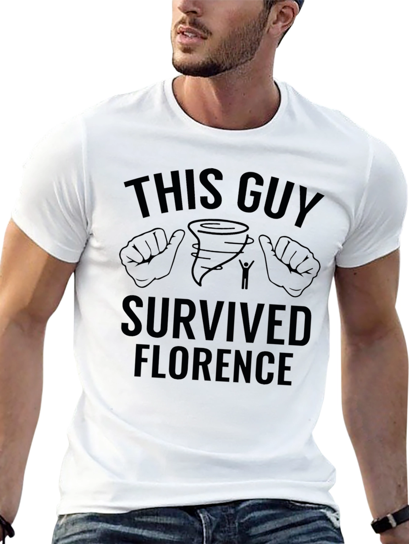Black This Guy Survived Florence Black Graphic T-Shirt view 13
