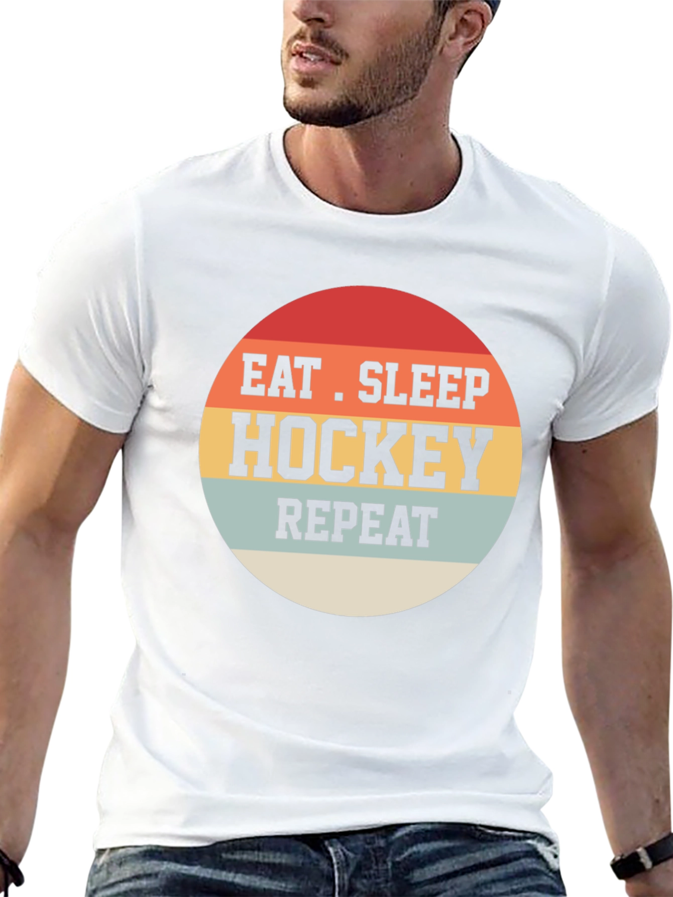 Black Eat Sleep Hockey Repeat T-Shirt view 13