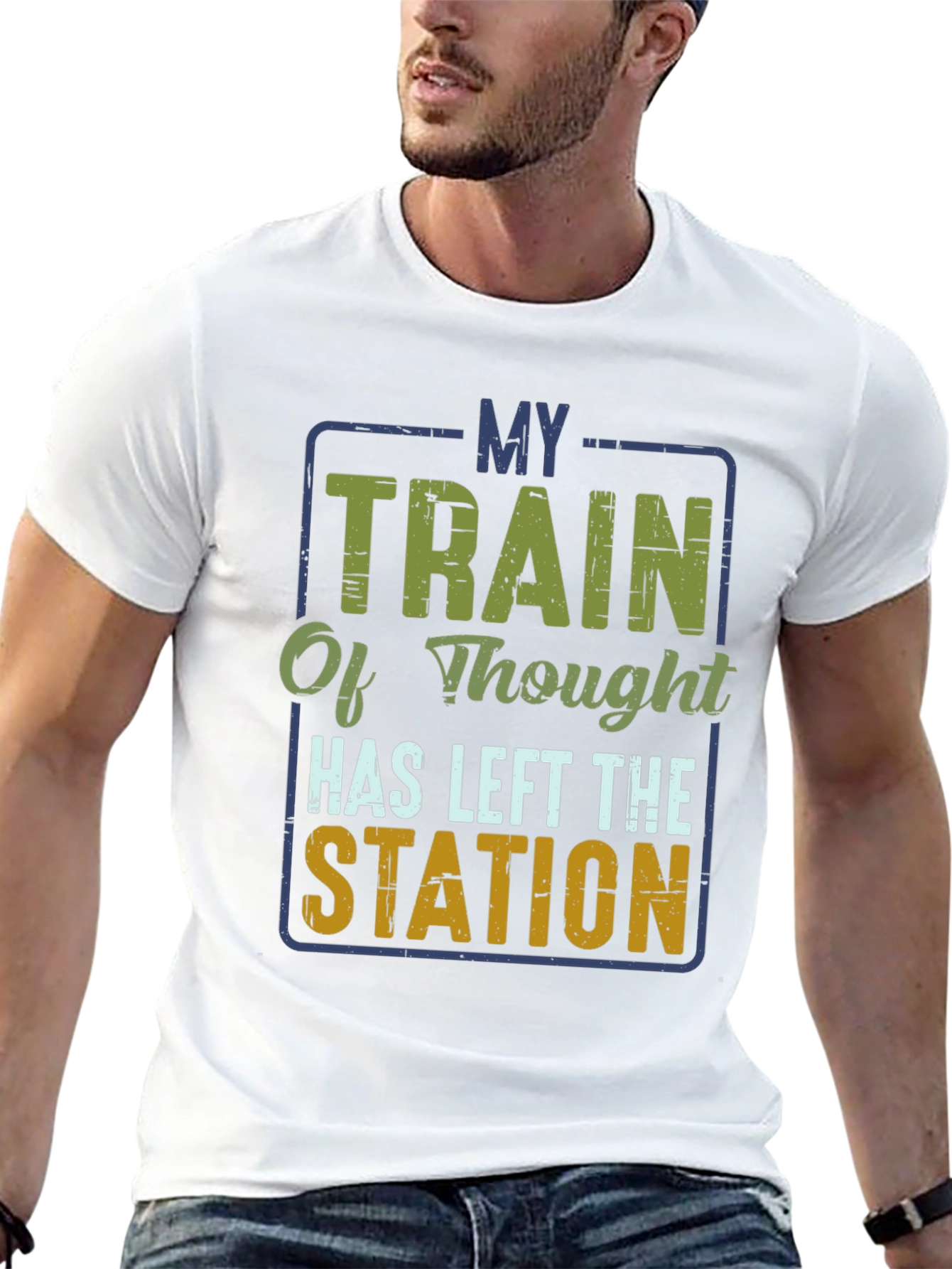 Black My Train of Thought T-Shirt - Funny Graphic Tee view 13