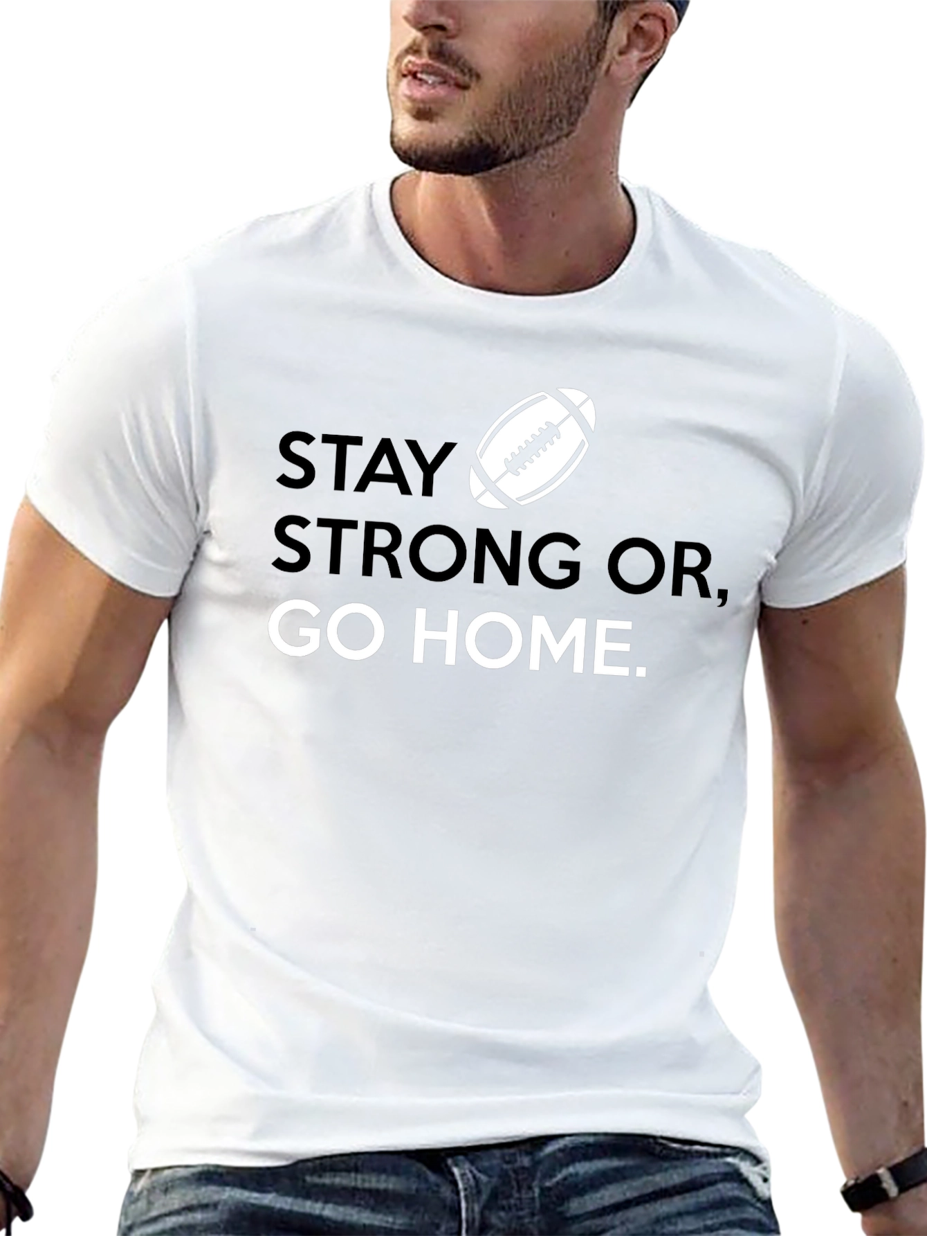 Black Stay Strong Football Graphic T-Shirt view 13
