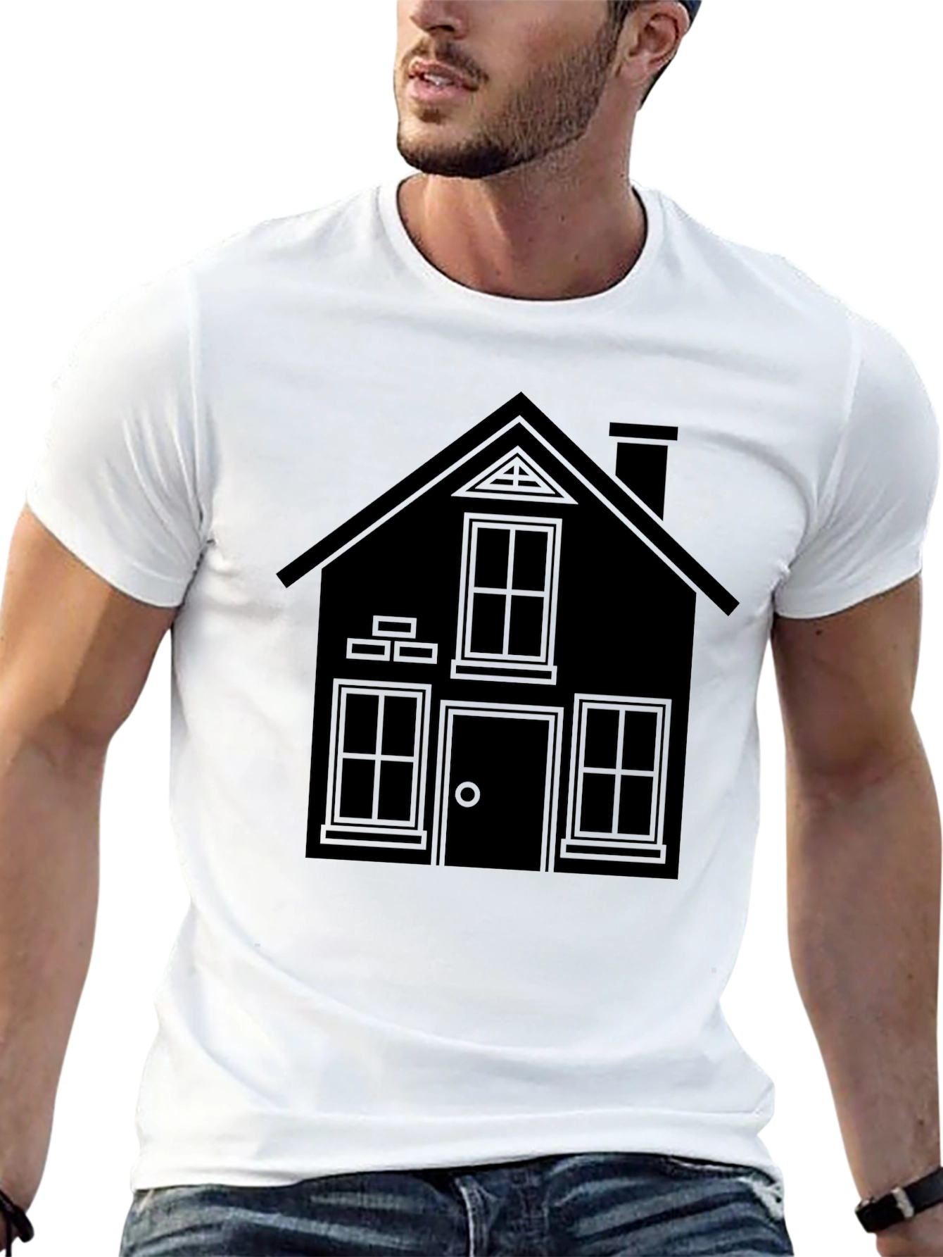 Black Modern Minimalist House Graphic Tee - Black view 13