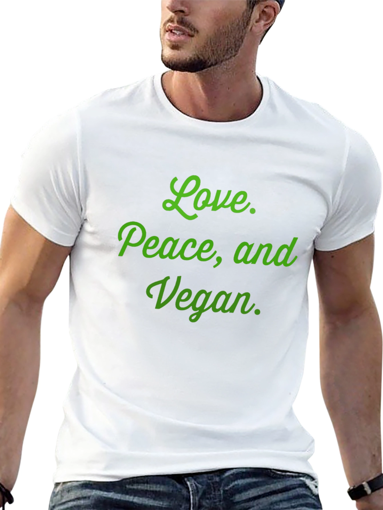 Black Love Peace Vegan T-Shirt - Black Cotton Blend view 13