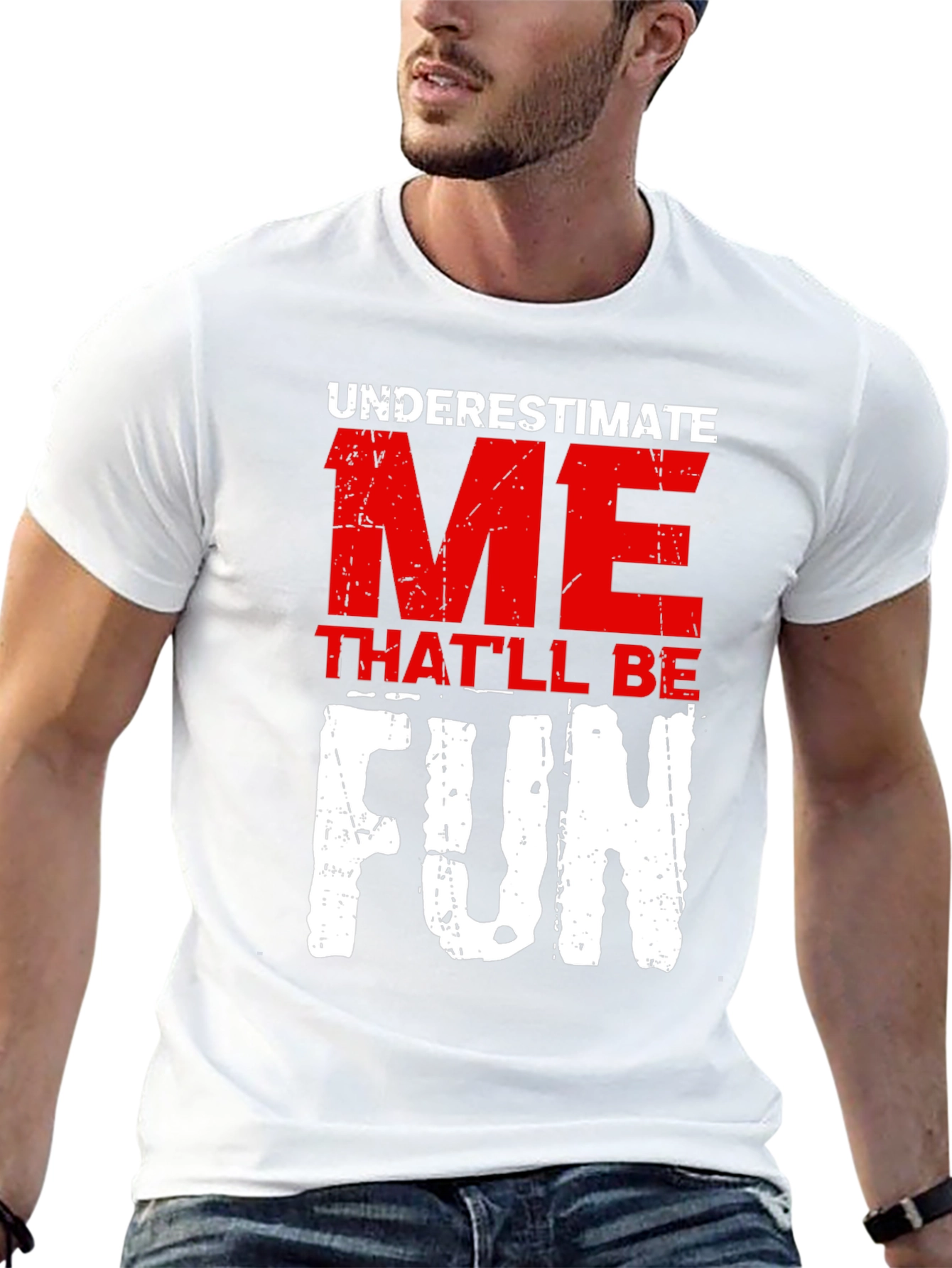 Black Underestimate Me Fun Graphic T-Shirt view 13