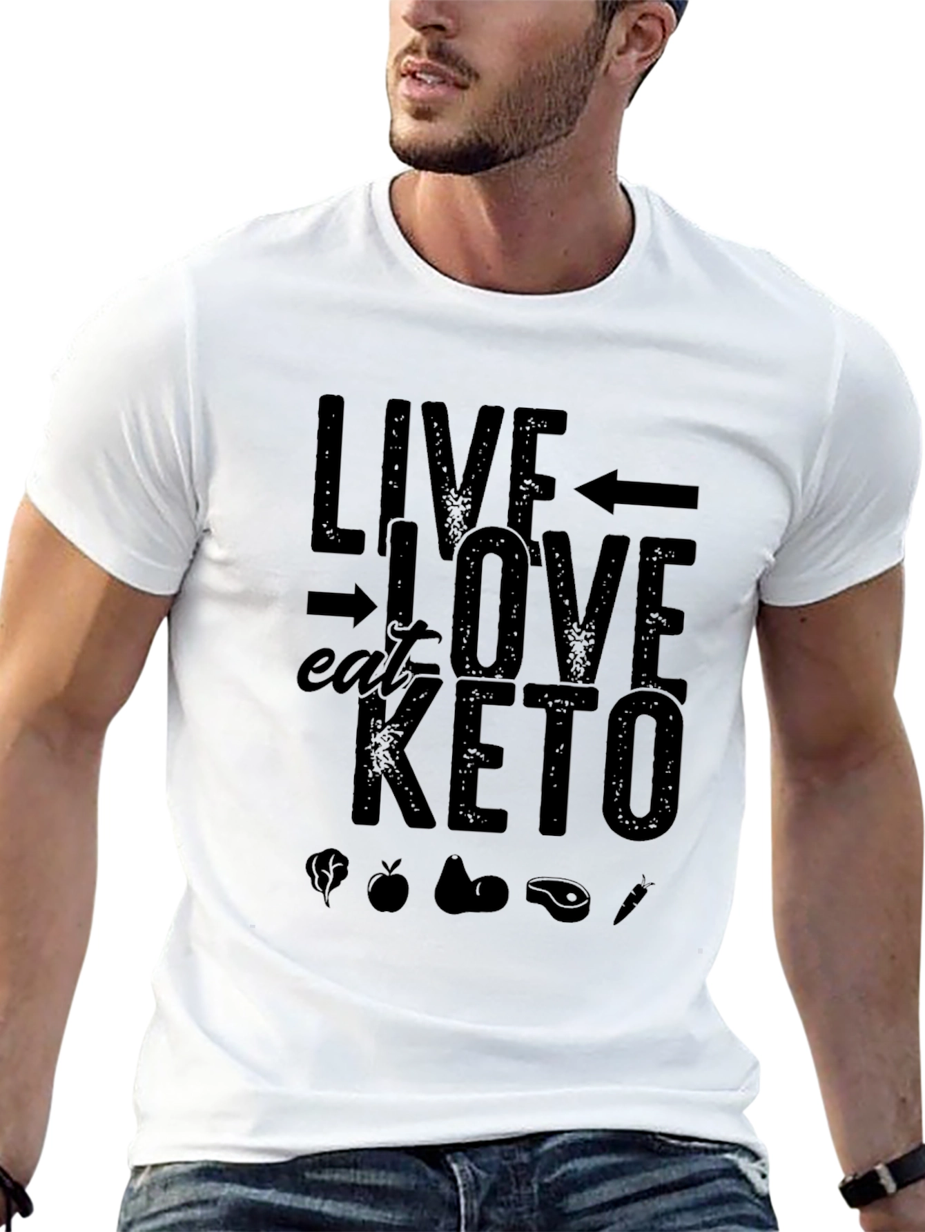 Black Live Love Eat Keto Black T-Shirt view 13