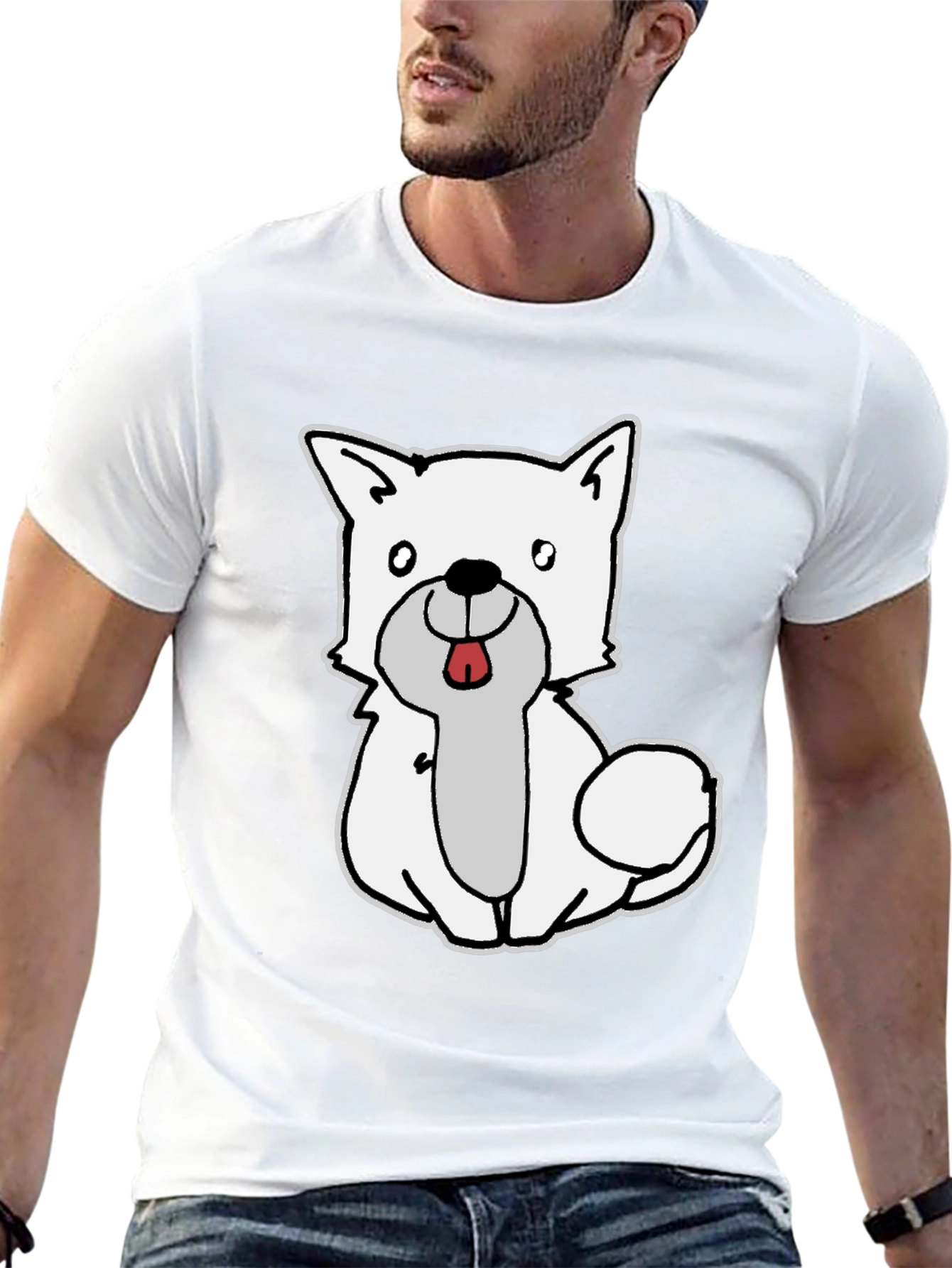 Black Cute Dog Graphic Black T-Shirt view 13