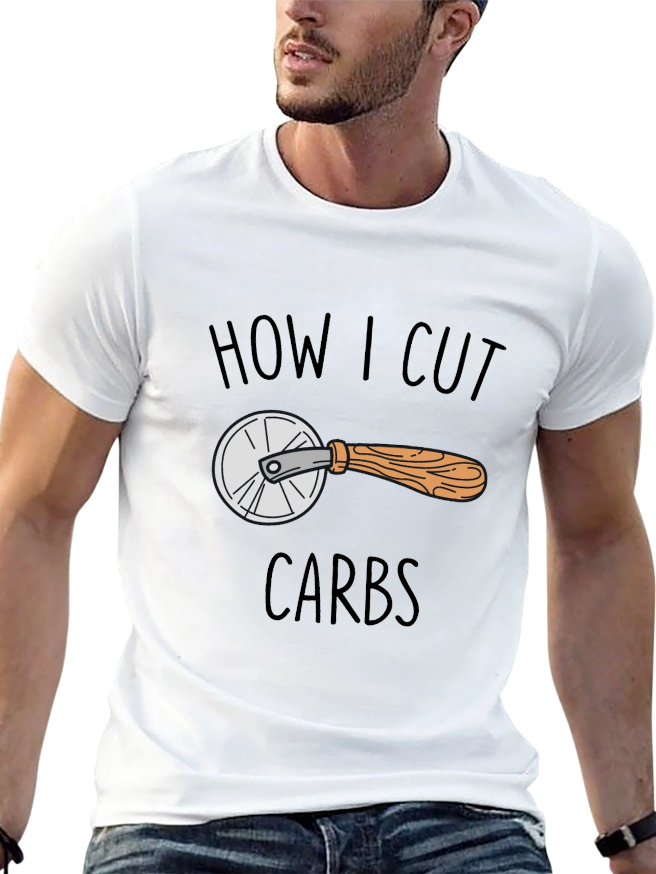 Black How I Cut Carbs Funny Graphic Tee view 13