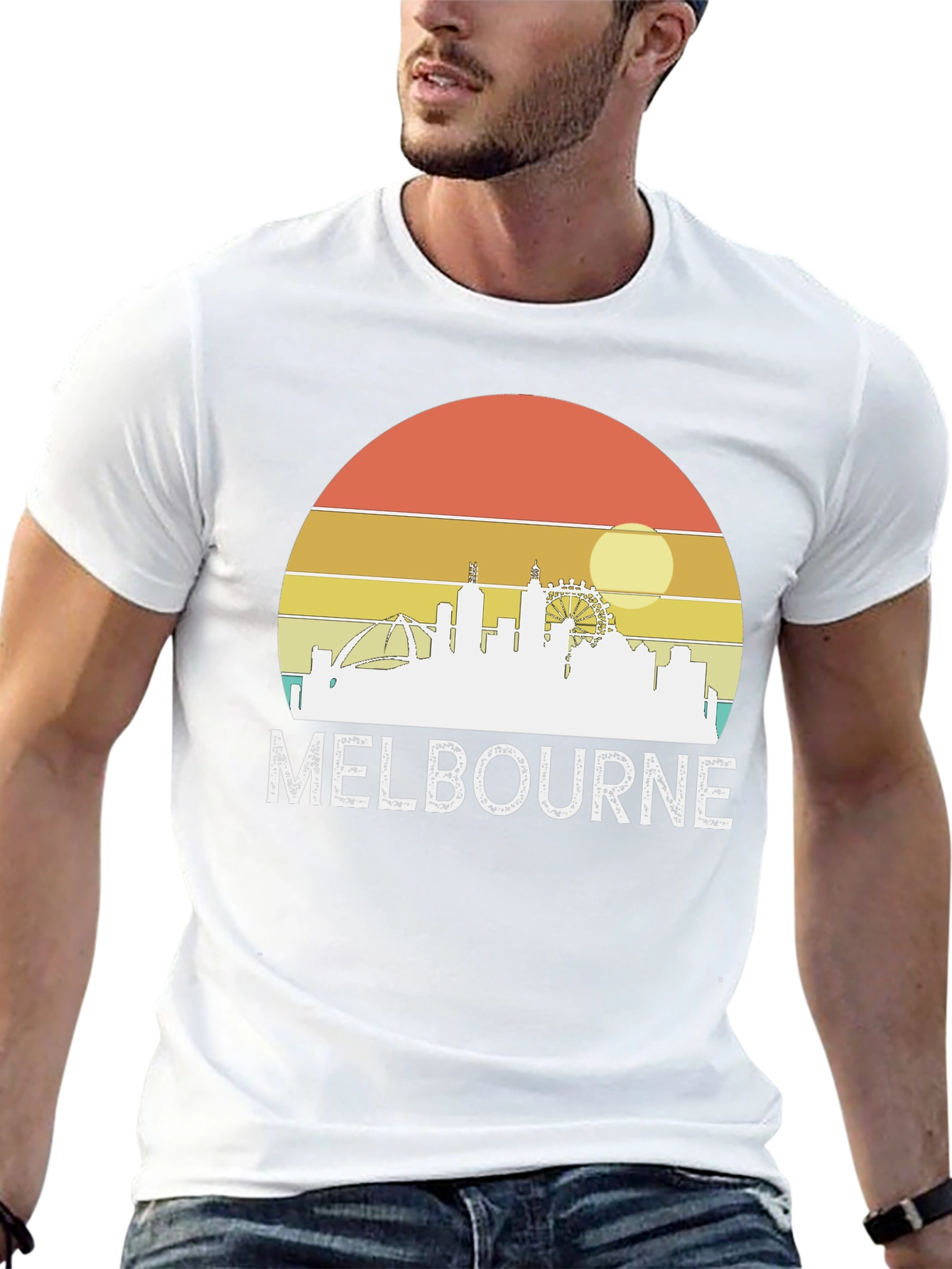 Melbourne Skyline Retro Graphic Tee - 13