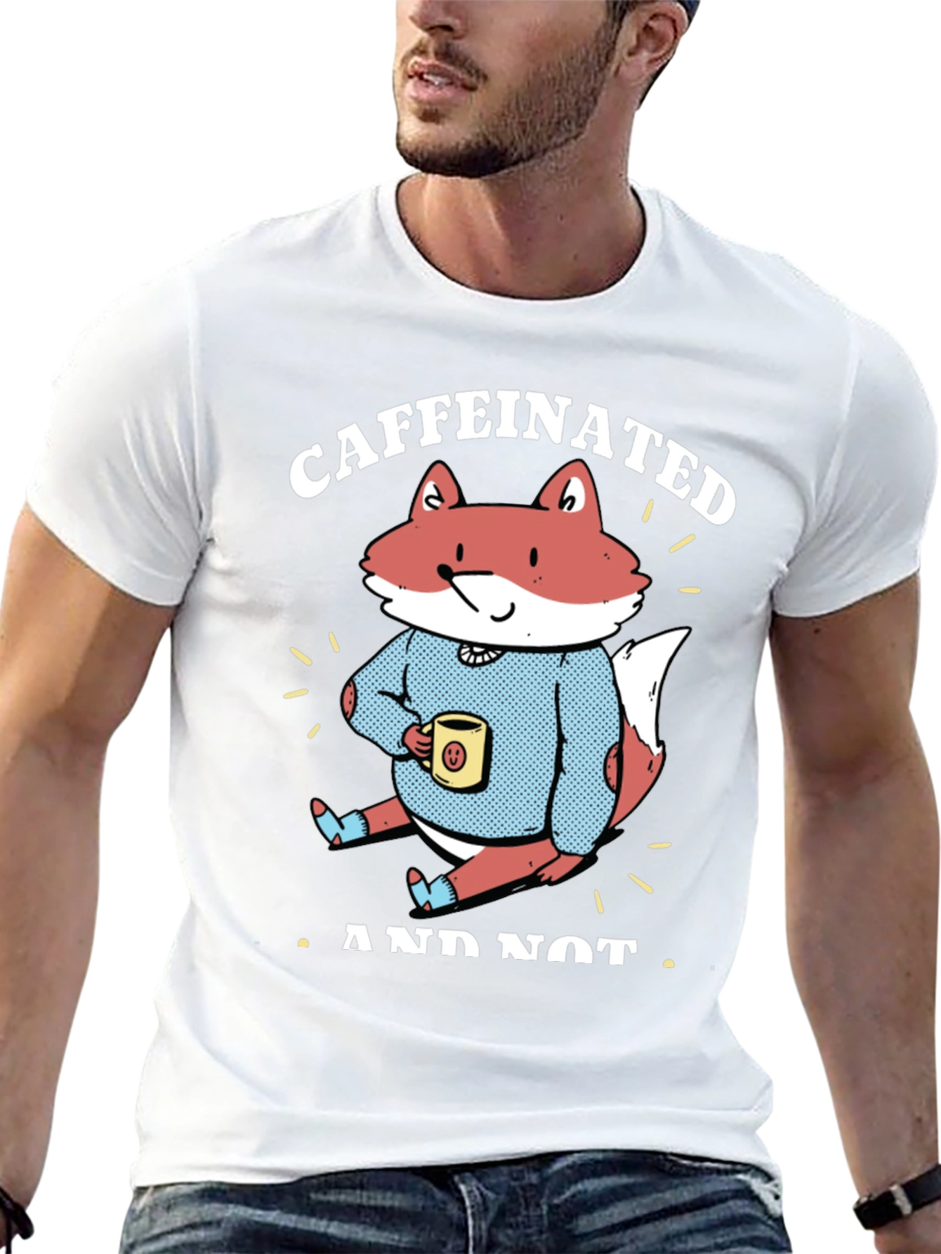 Black Caffeinated Fox Graphic Tee - Casual Comfort view 13