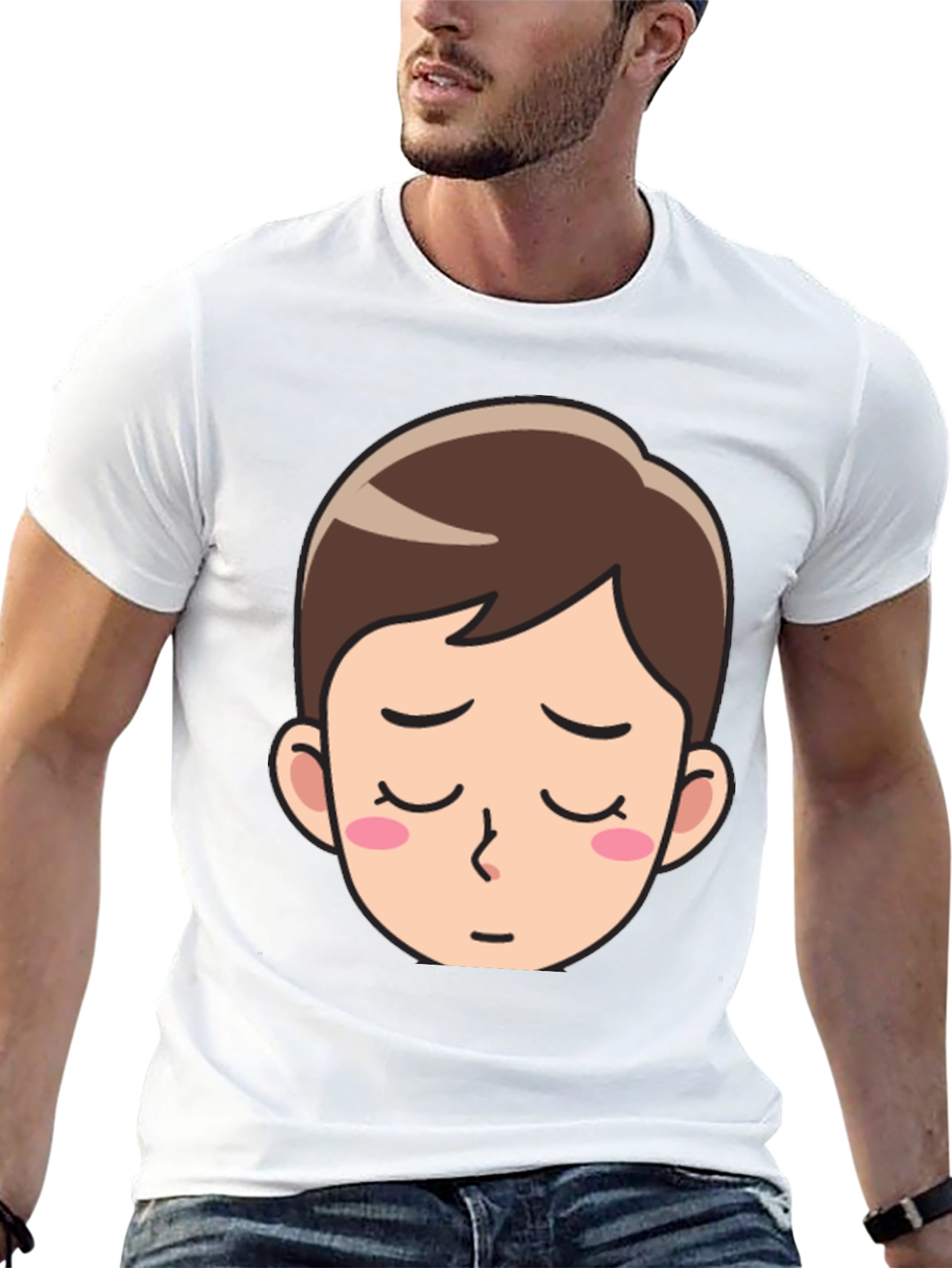 Black Cartoon Face Black T-Shirt - Unisex Casual Wear view 13