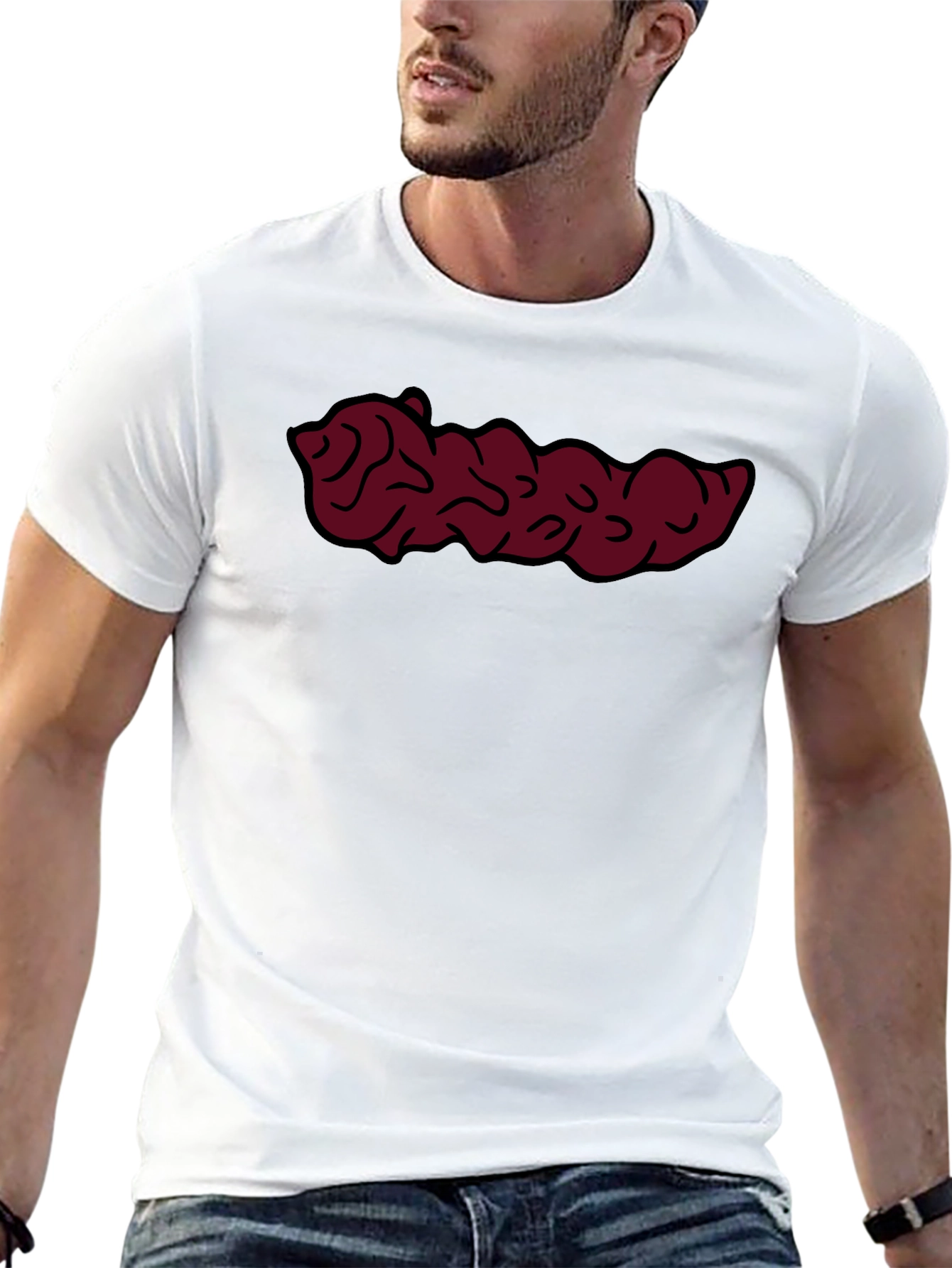 Black Mens Black T-Shirt with Abstract Red Design view 13