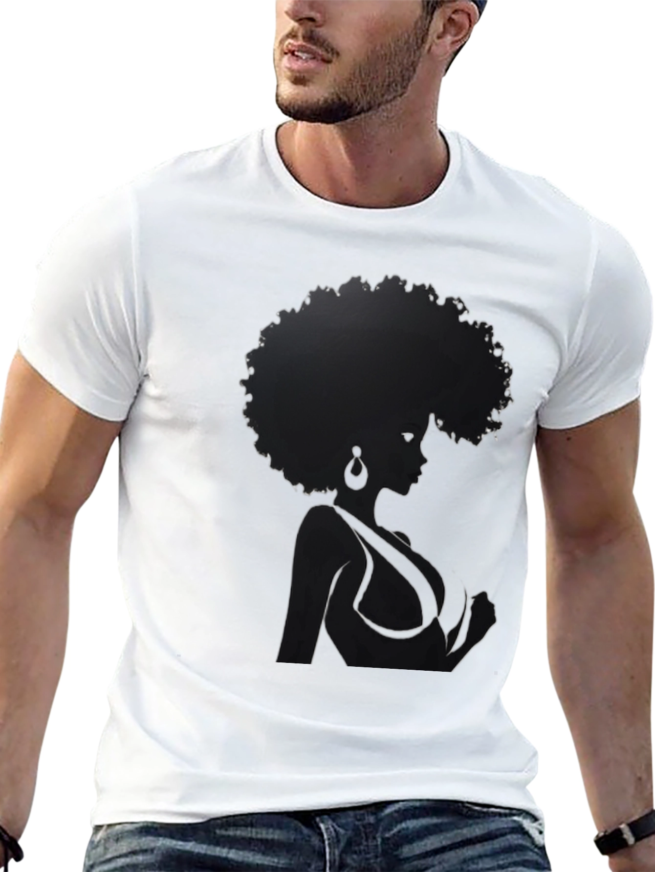 Black Afro Woman Graphic Tee - Stylish Black T-Shirt view 13