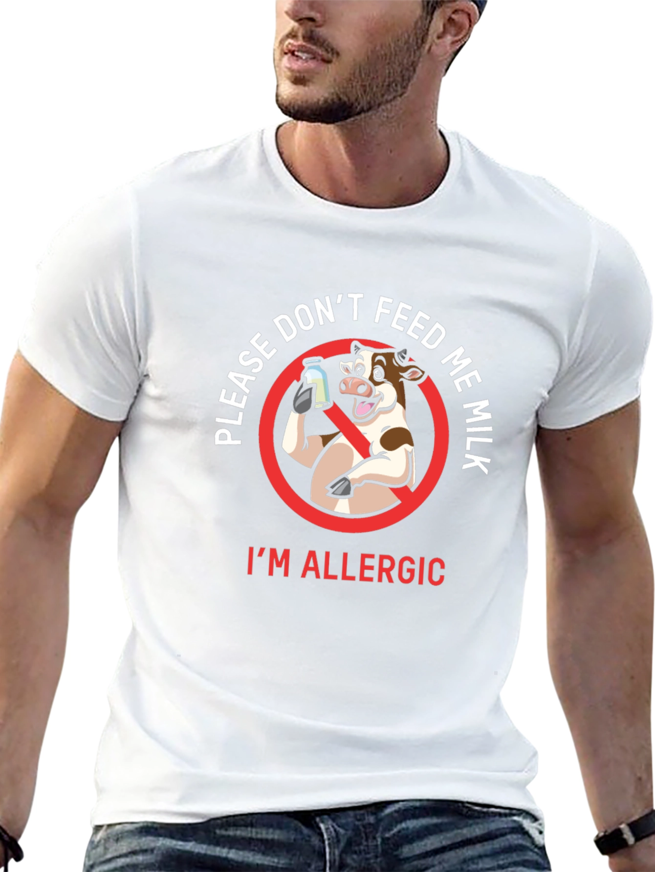 Black Funny 'Don't Feed Me Milk' Allergy T-Shirt view 13