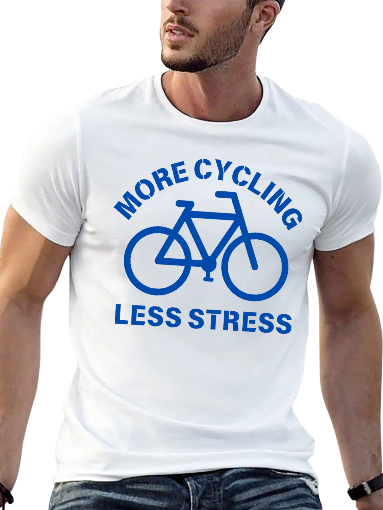 Black More Cycling Less Stress Black T-Shirt view 13