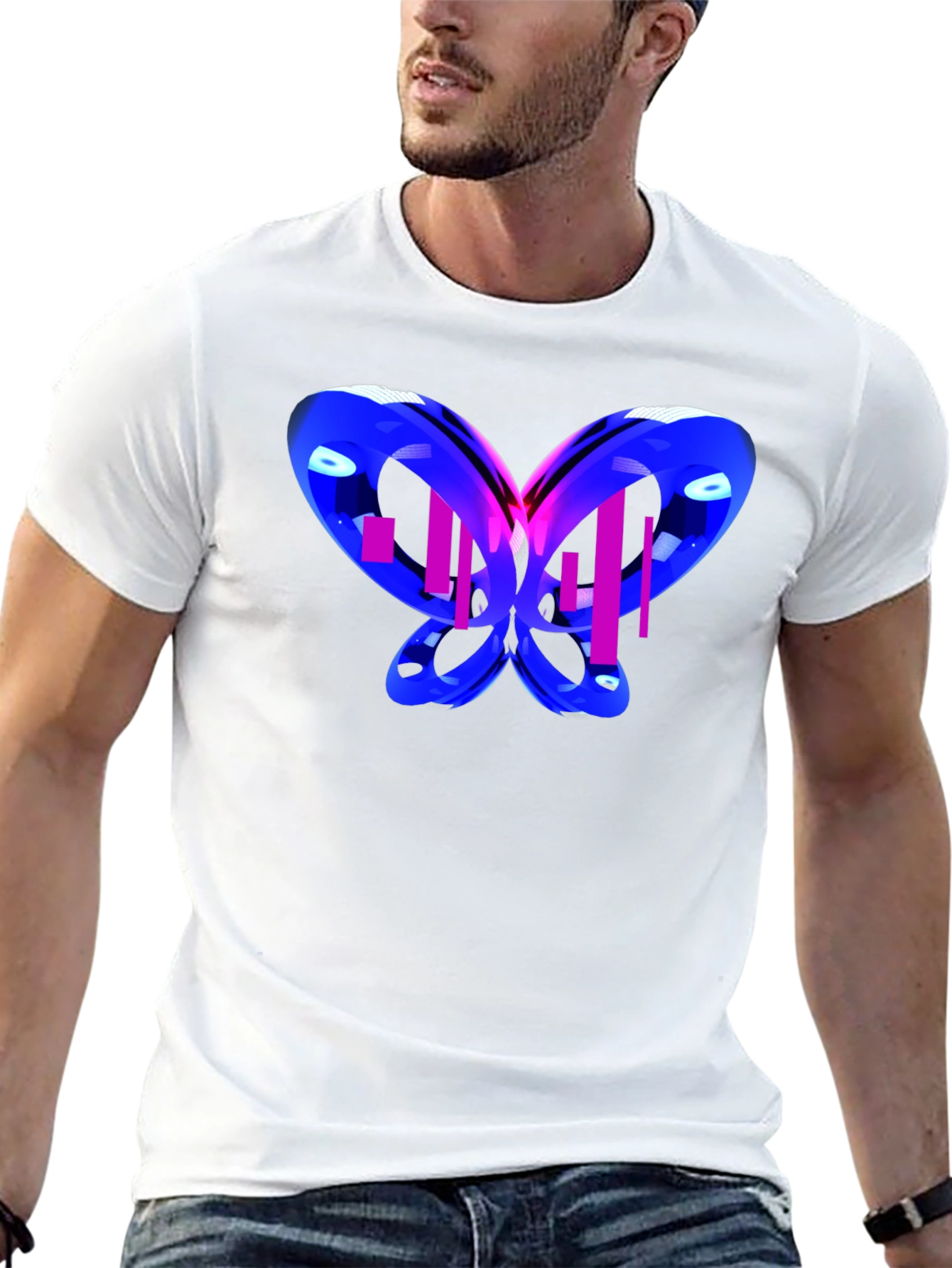 Black Abstract Butterfly Graphic T-Shirt view 13