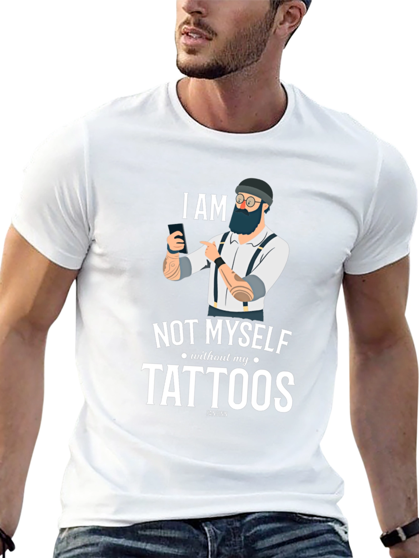 Black I am Not Myself Without My Tattoos Graphic Tee view 13