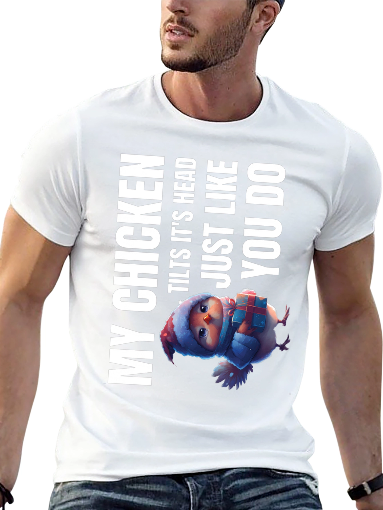 Black My Chicken Tilts Head T-Shirt - Funny Animal Tee view 13