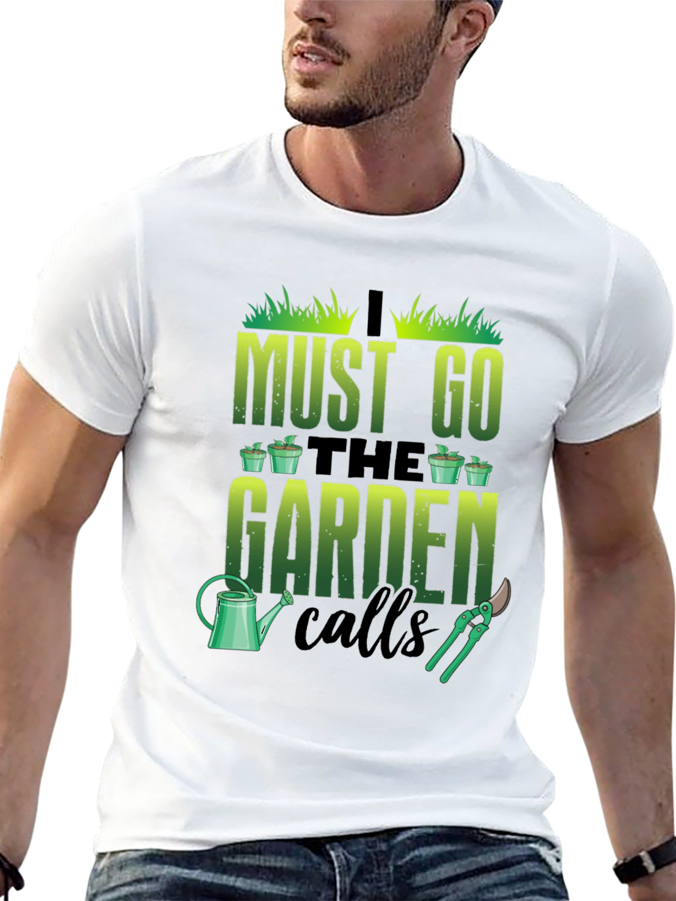 Black Gardening T-Shirt: I Must Go The Garden Calls view 13