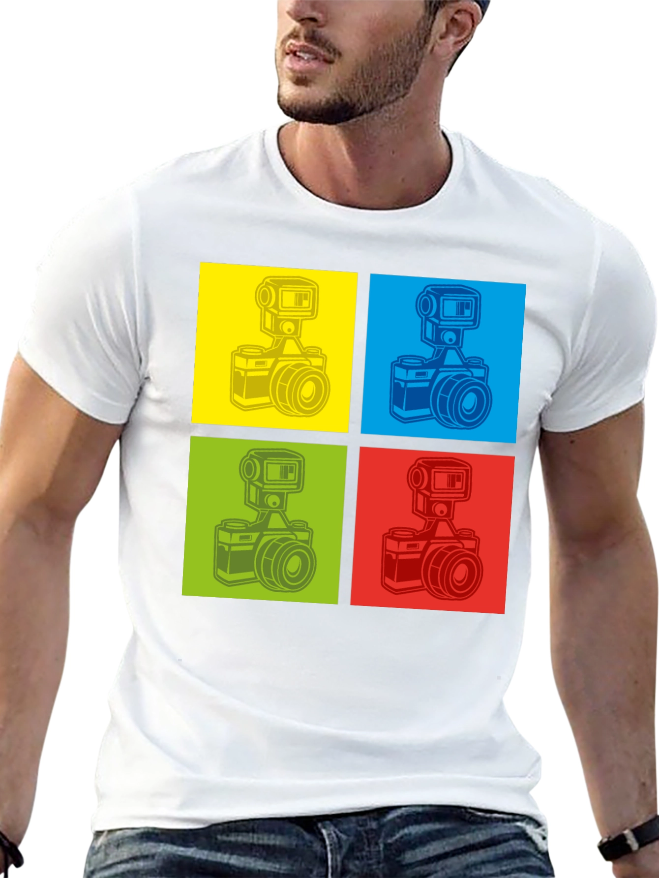 Black Retro Camera Graphic T-Shirt - Pop Art Design view 13
