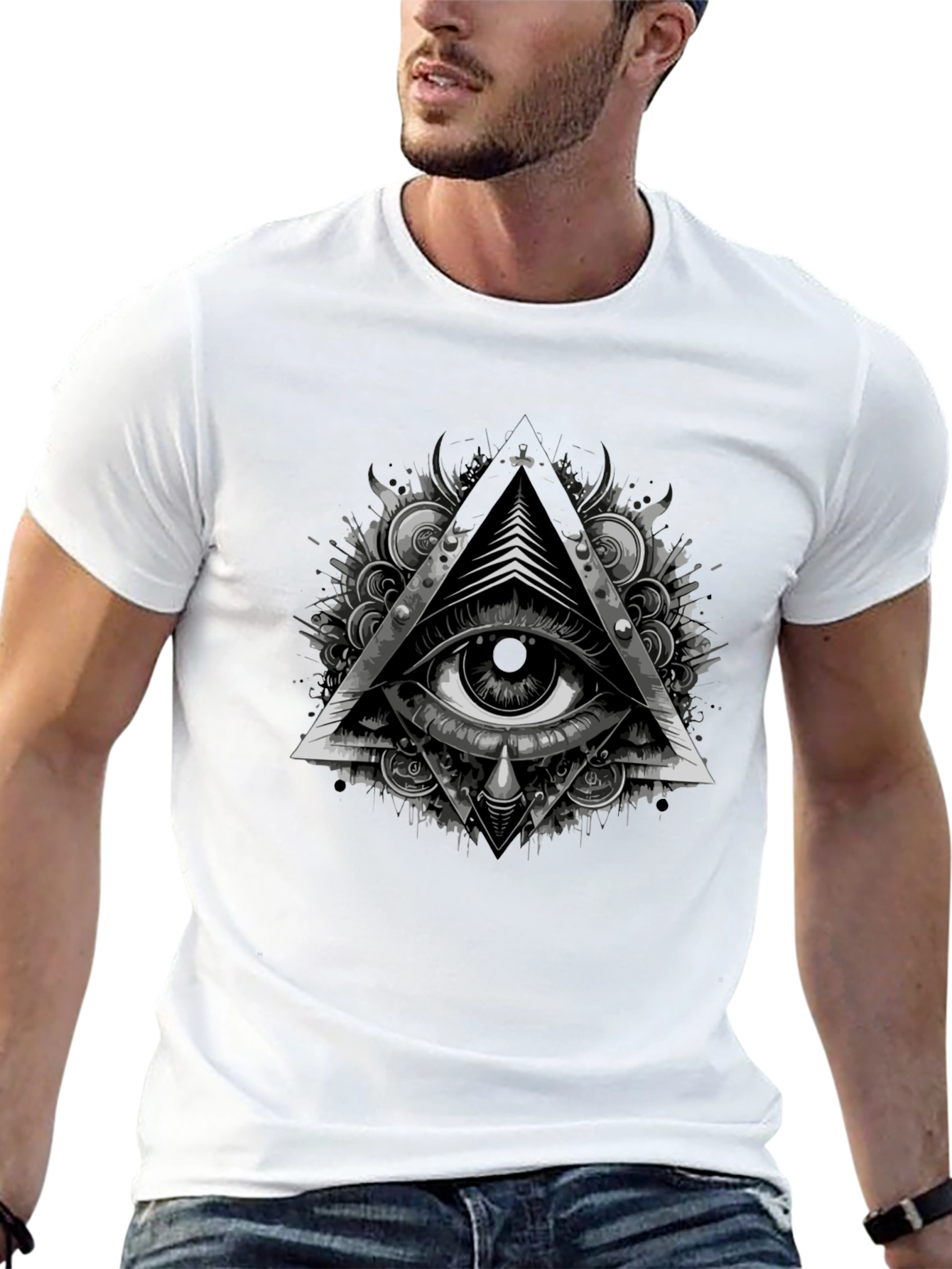 Black All Seeing Eye Graphic Tee view 13