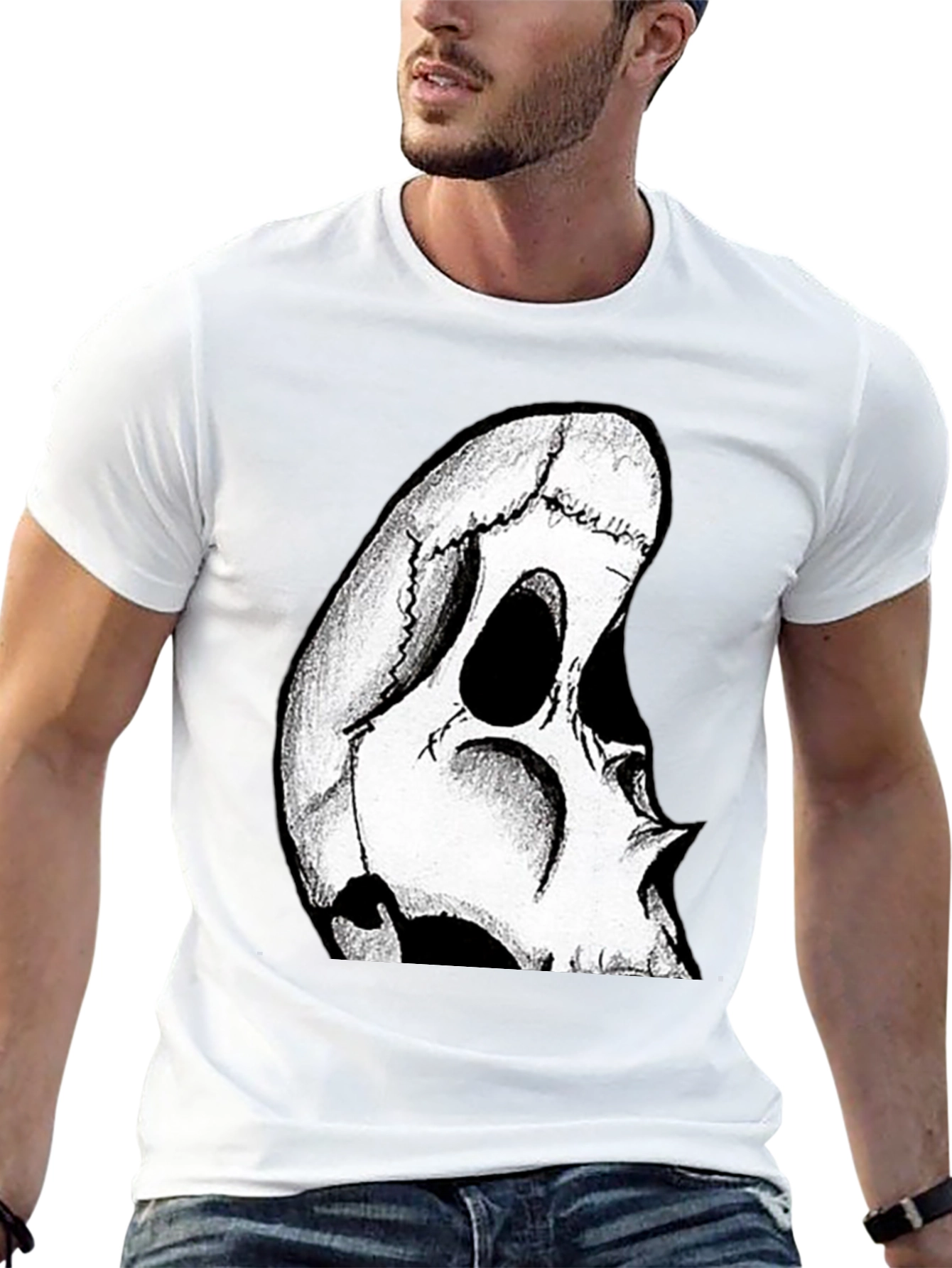 Black Skull Graphic Tee - Men's Black T-Shirt view 13